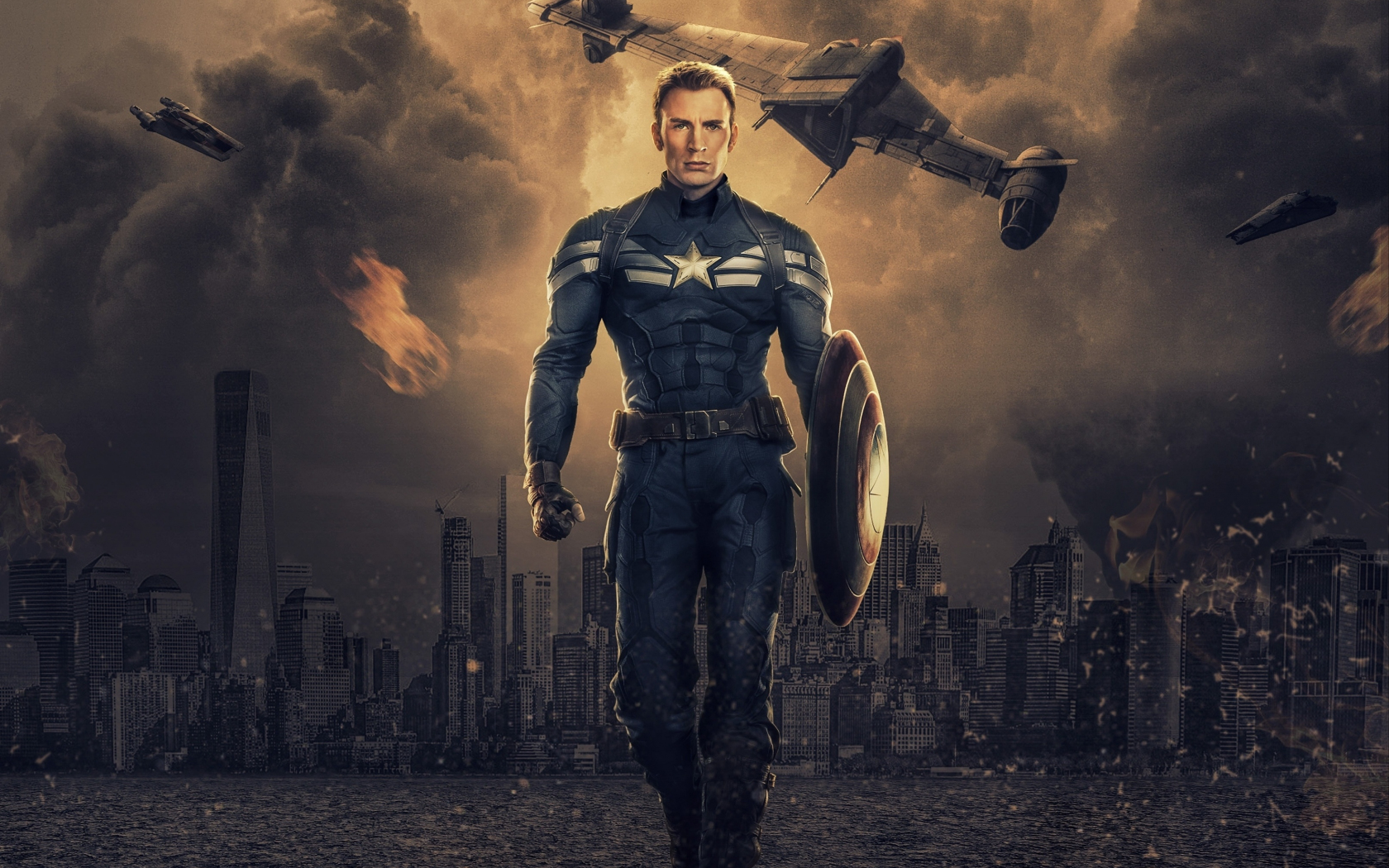 Captain America, Chris Evans, Marvel comics, art, 1680x1050 wallpaper