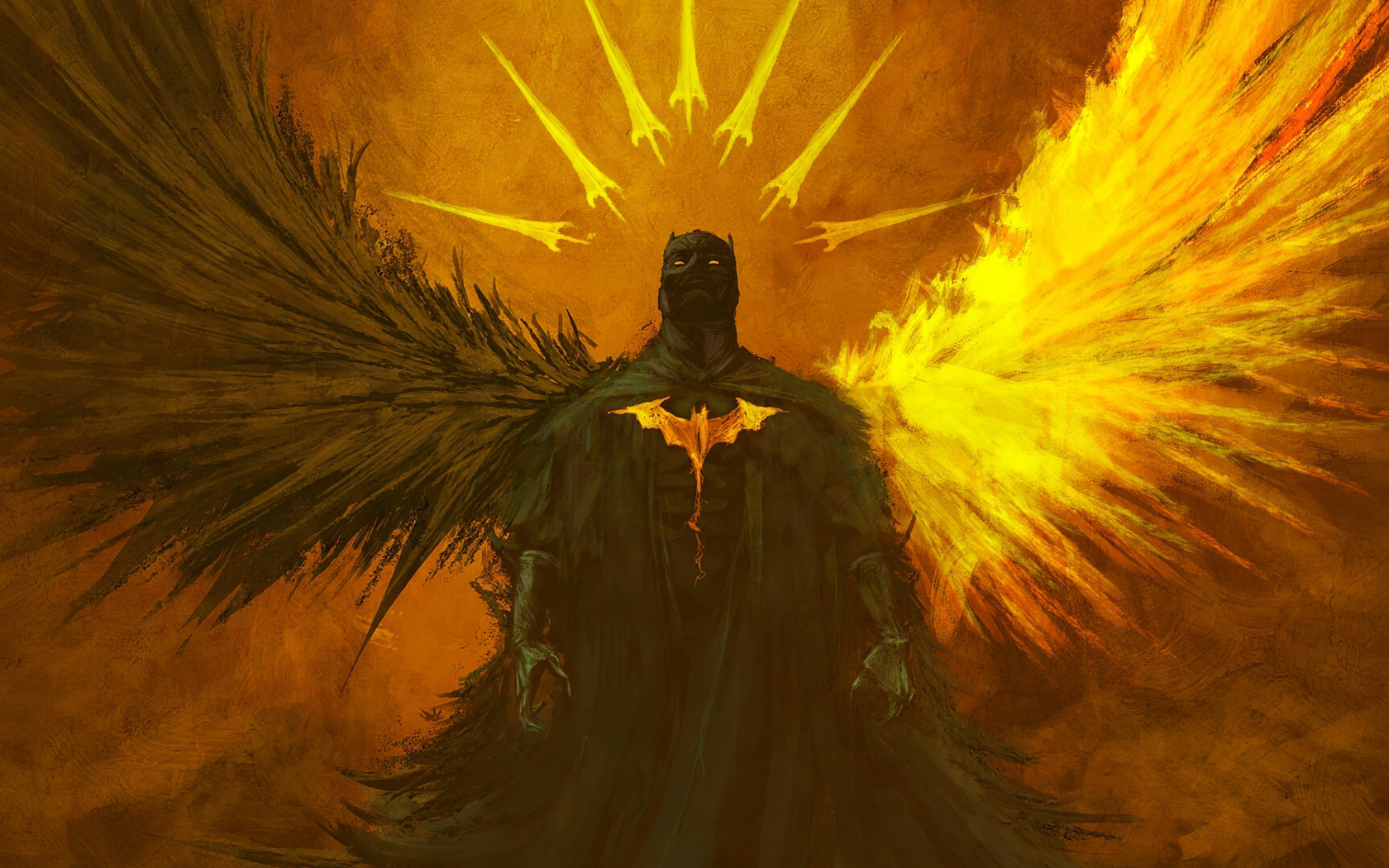Batman, angel, wings of darkness and good, art, 1680x1050 wallpaper