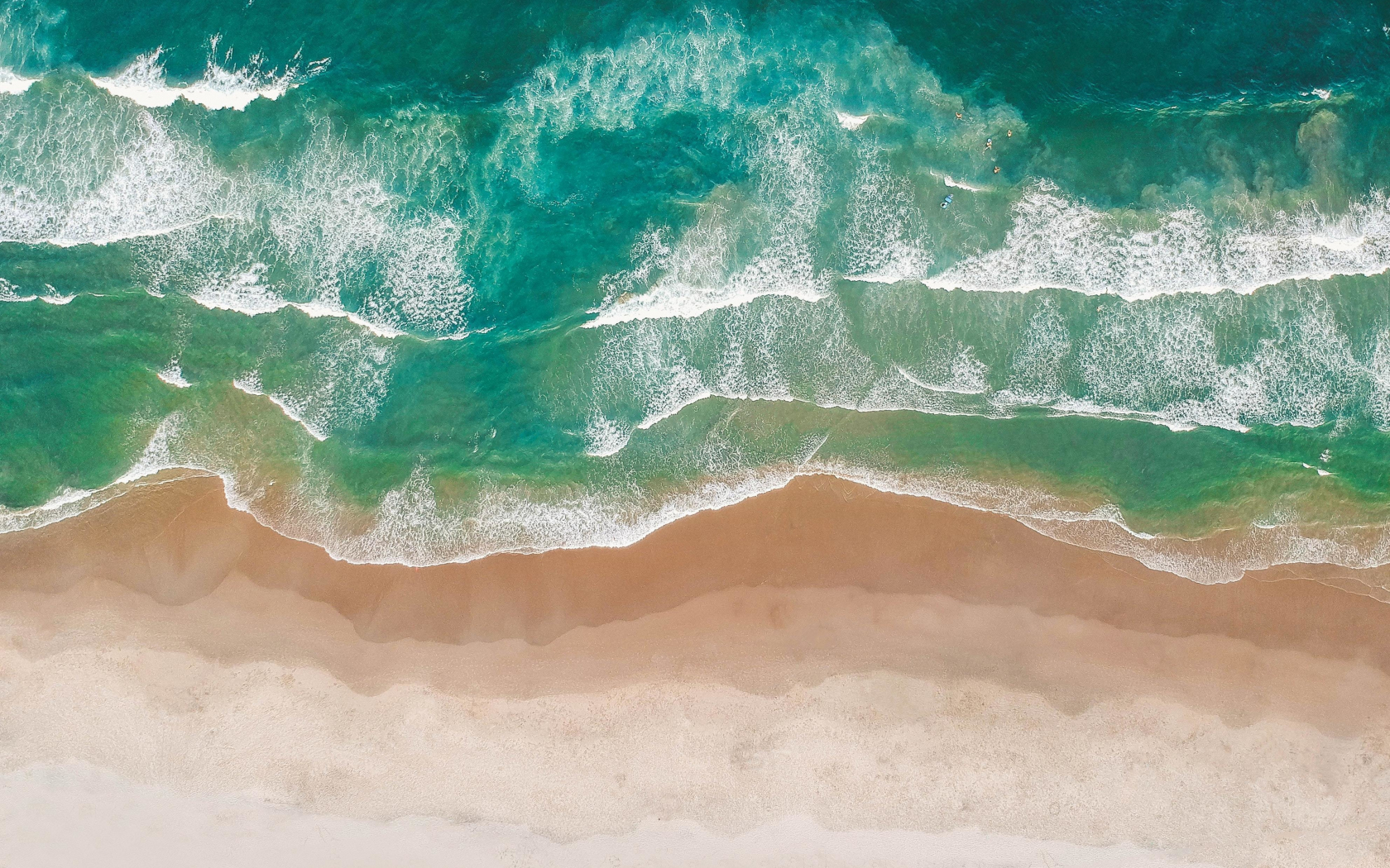 Download wallpaper 1680x1050 green waves, beach, aerial view, 16:10 ...