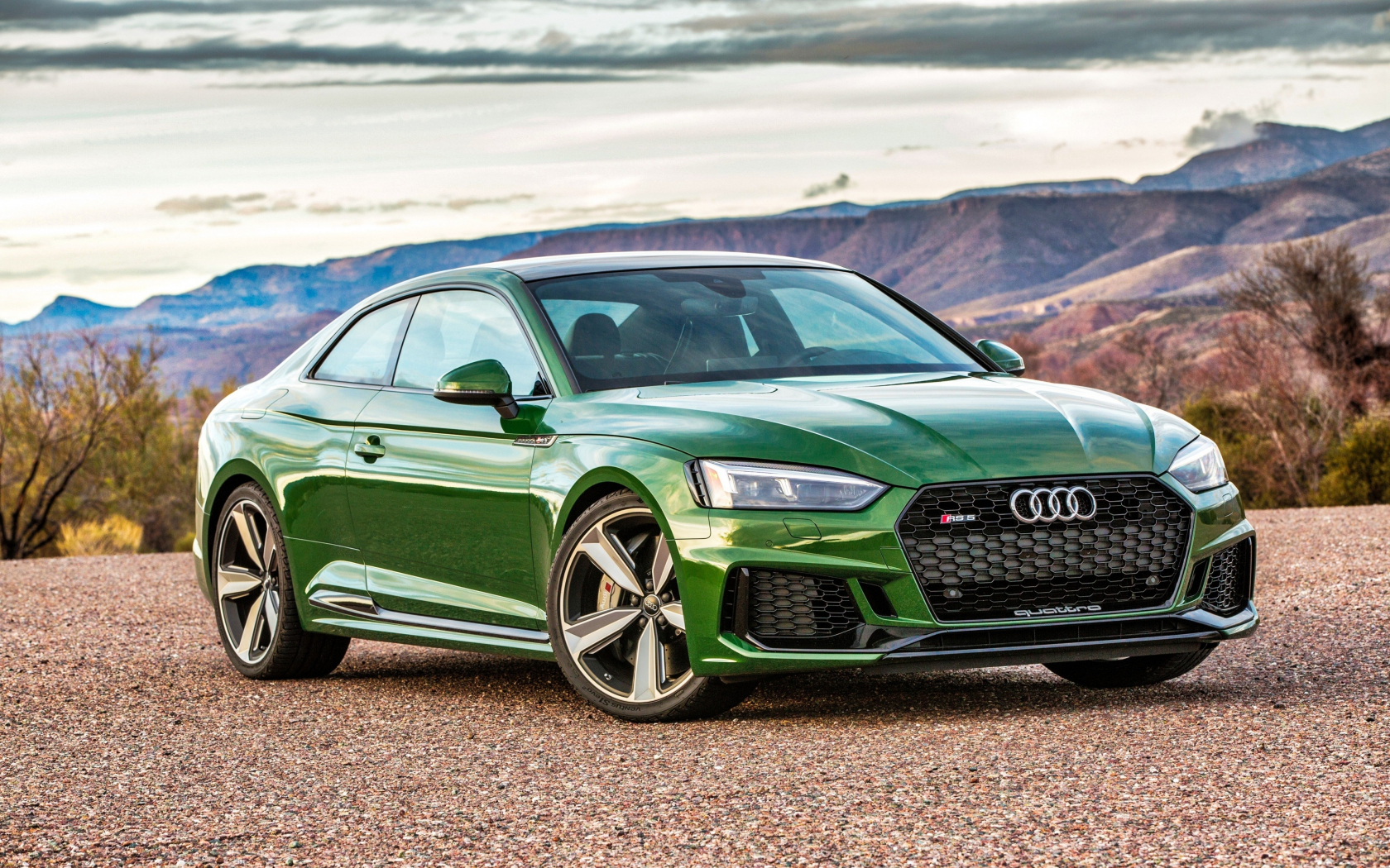 Download wallpaper 1680x1050 audi rs5, green luxurious car, front, 16: ...