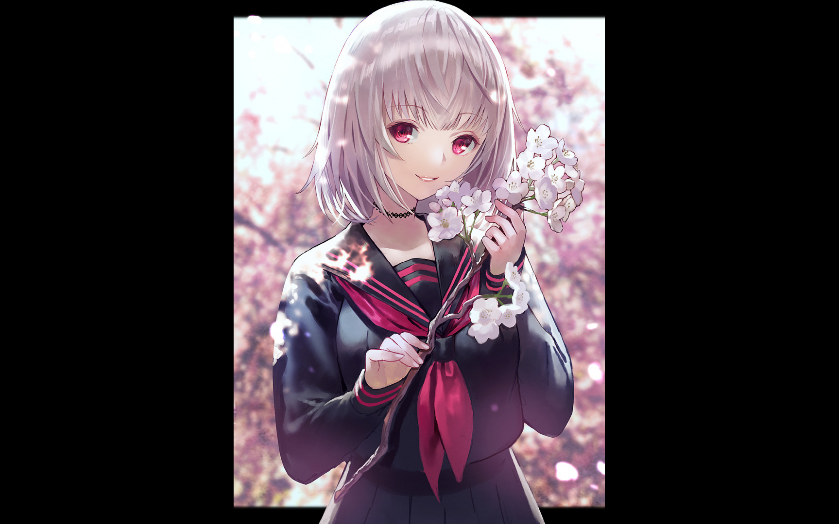 Download 1680x1050 Wallpaper Cute Anime Girl Cherry Blossom