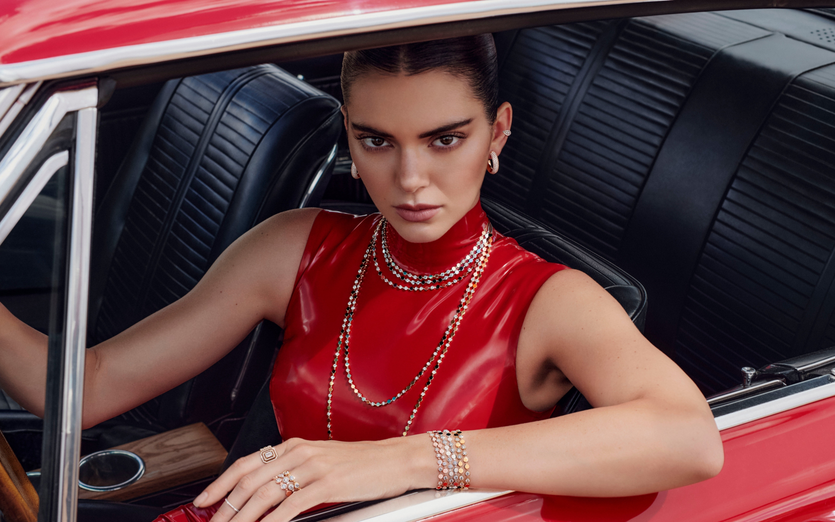 2023 Kendall Jenner, Messika Campaign, red, 1680x1050 wallpaper