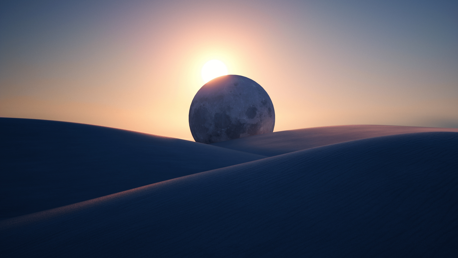 Download wallpaper 1920x1080 eclipse, planet, landscape, hills