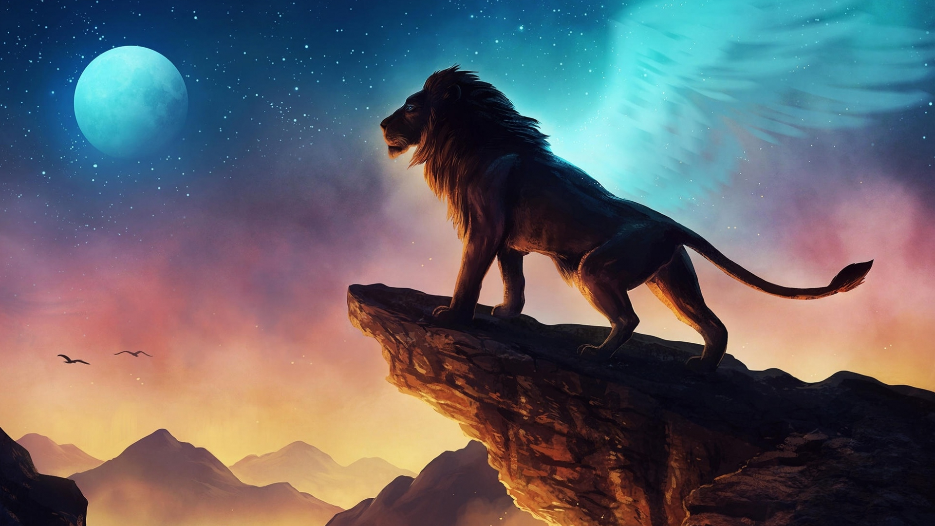 Download 1920x1080 wallpaper king of forest, lion, fantasy ...