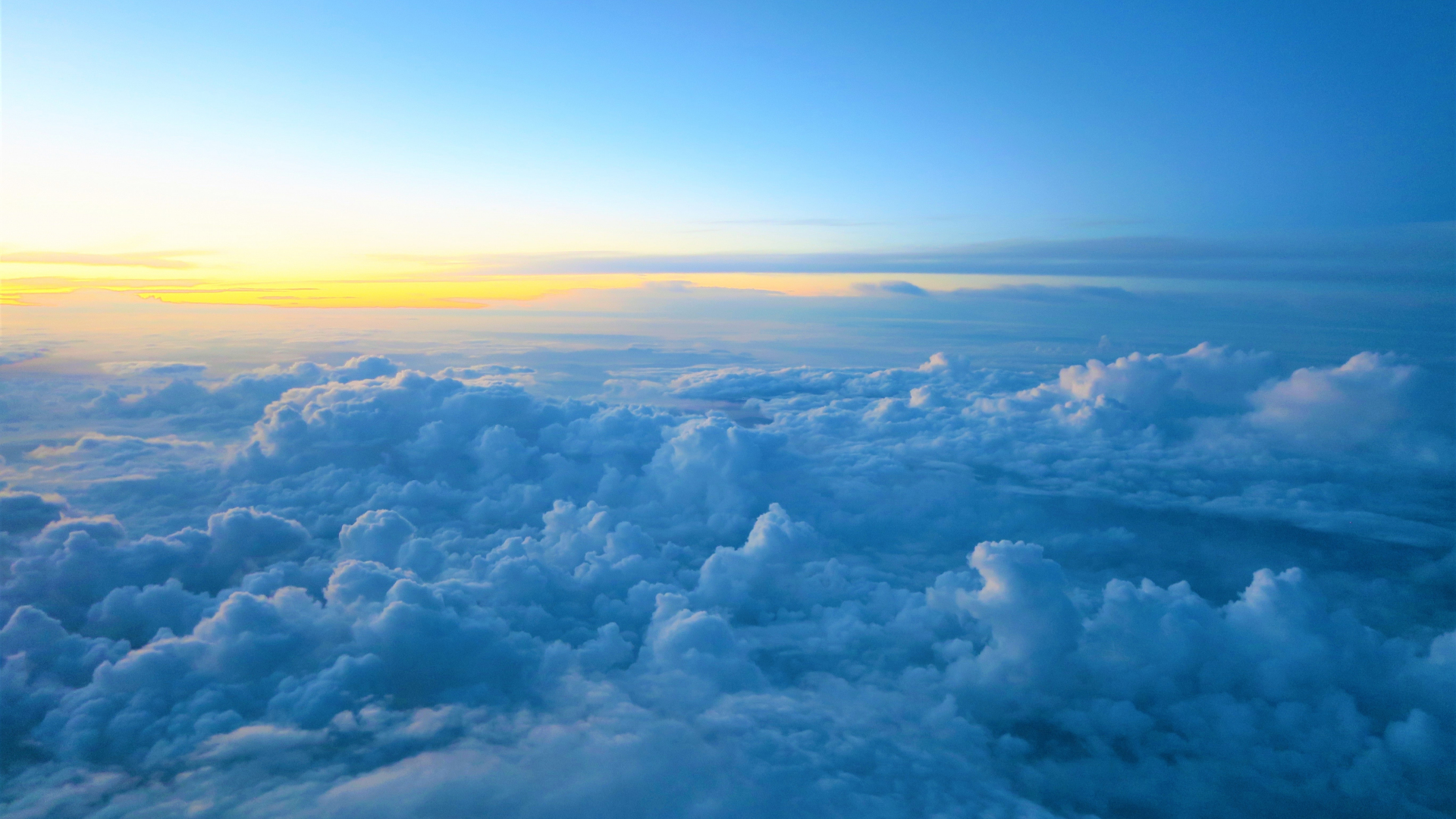 Download clouds and sunset, sky, sea of clouds 1920x1080 wallpaper