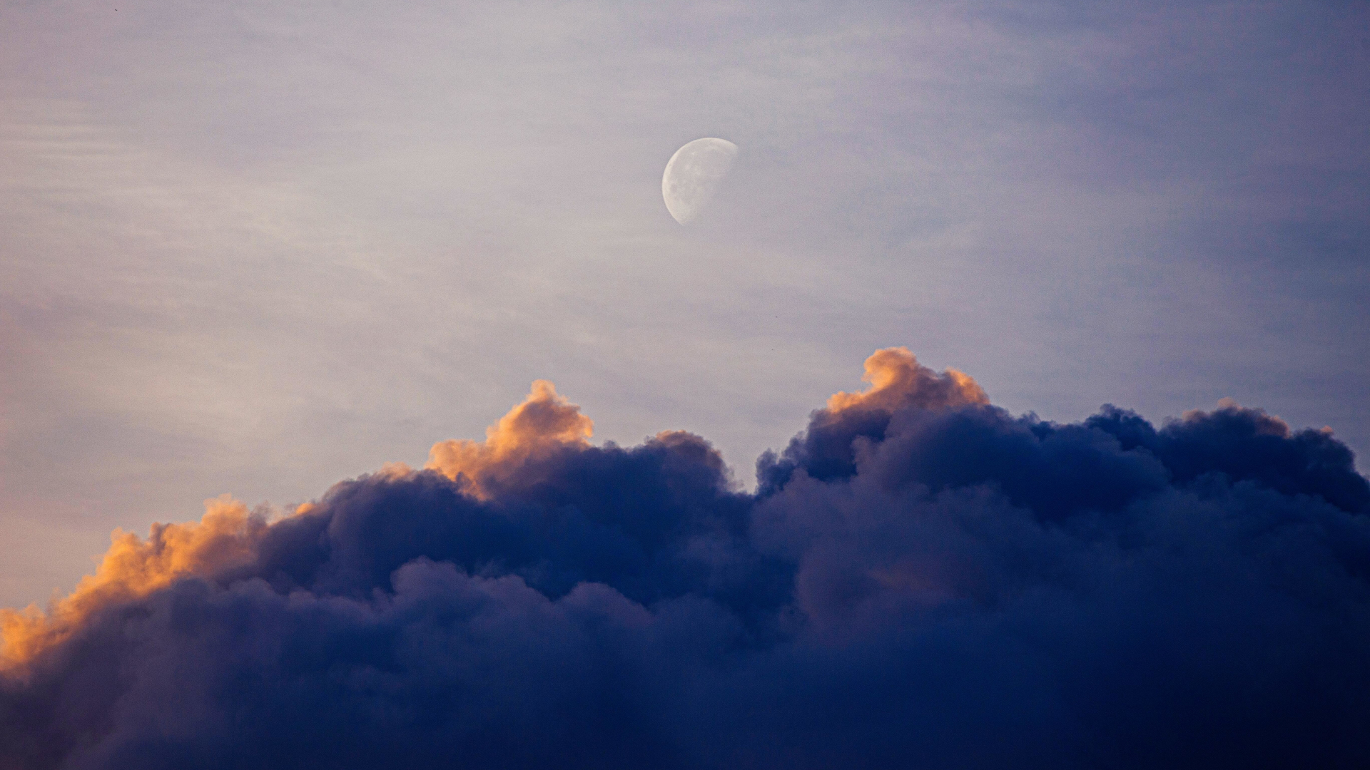 Download 1920x1080 Wallpaper Blue Clouds Blur Moon Sky Full Hd Hdtv