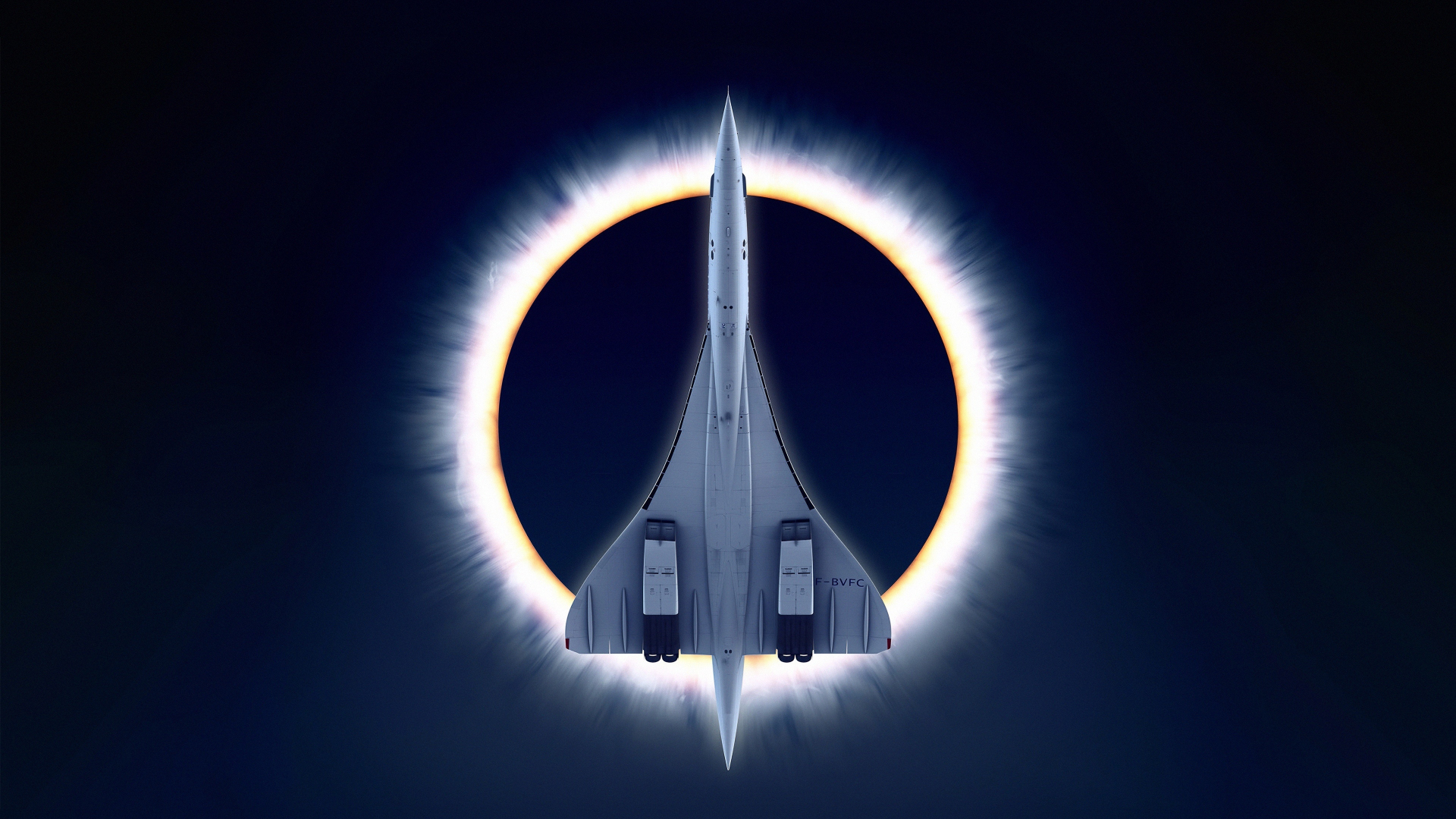 Concorde Carre, eclipse, airplane, moon, aircraft, 1920x1080 wallpaper
