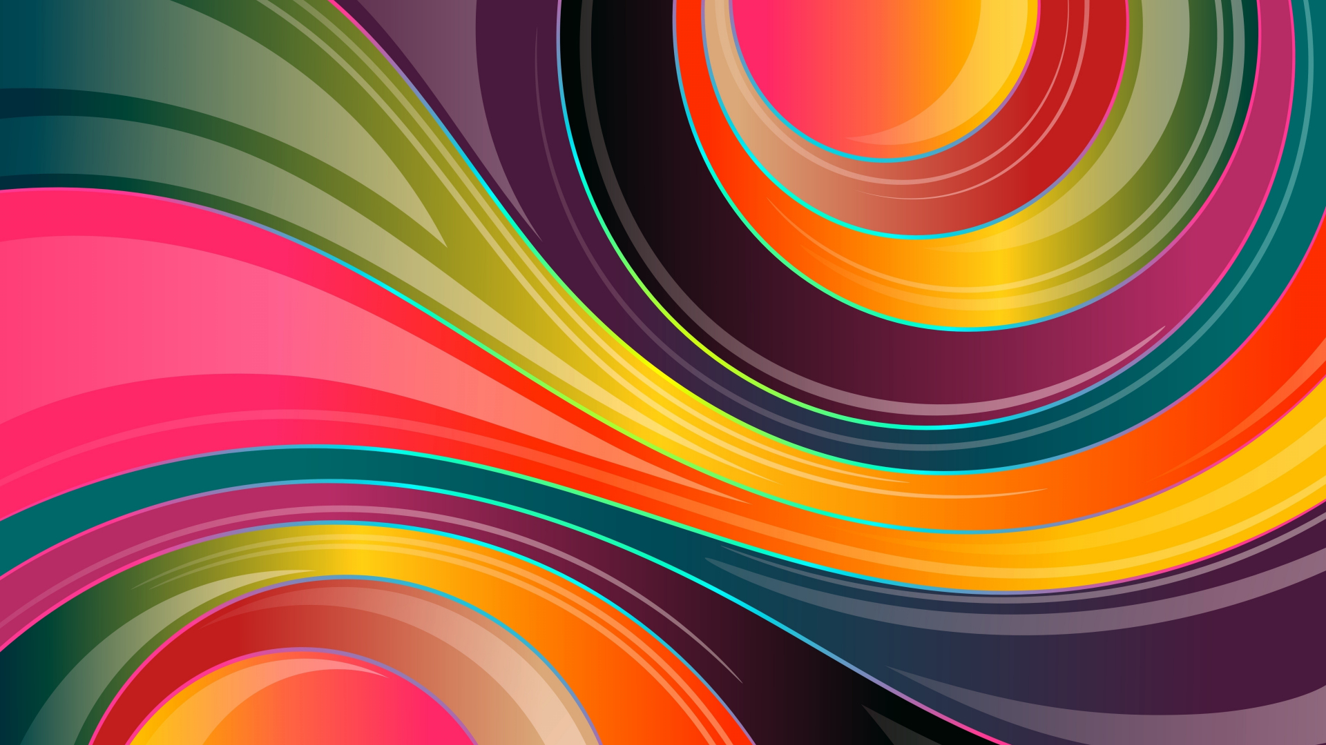 Download wallpaper 1920x1080 colorful waves, lines, glossy and ...