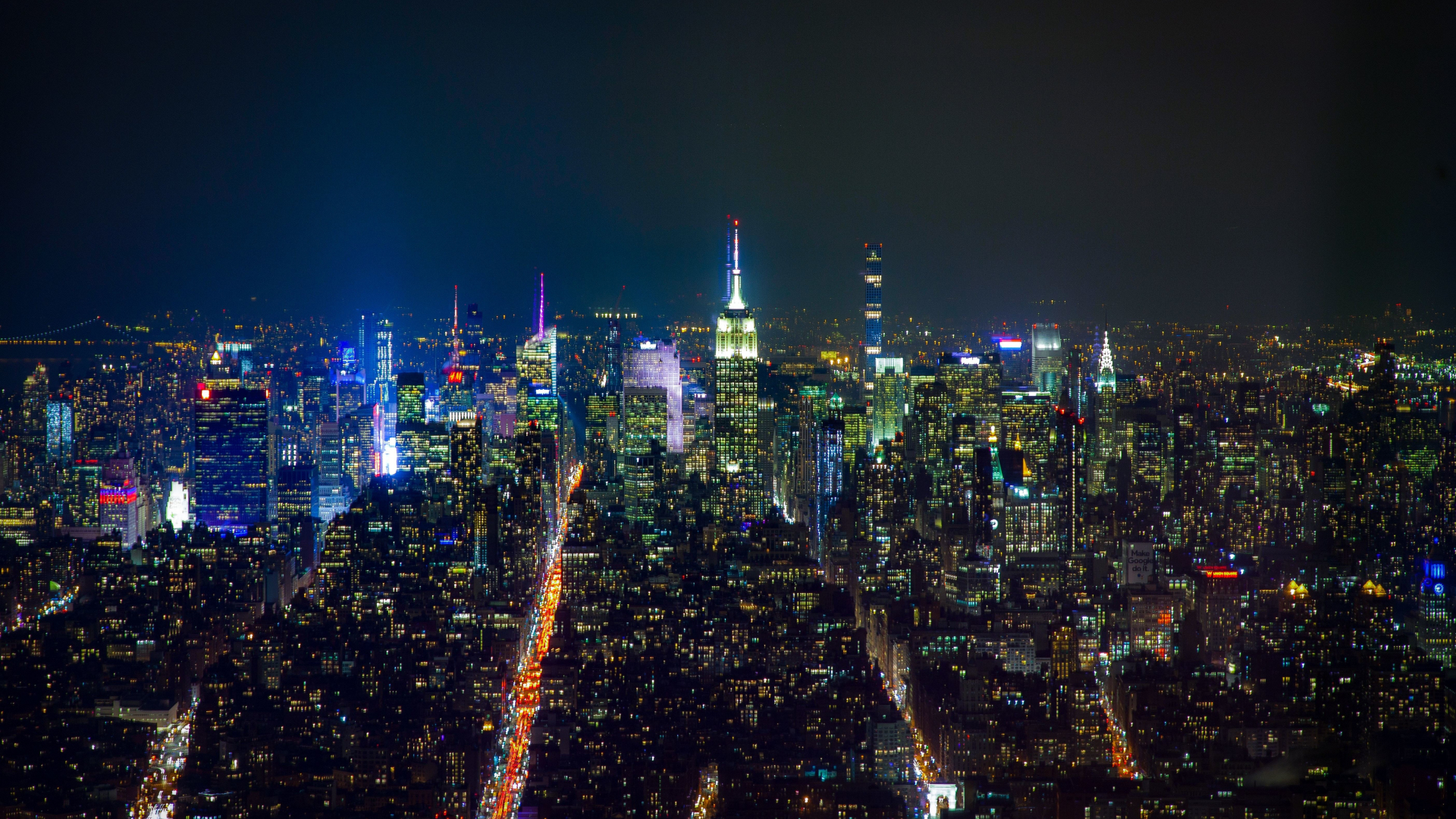 Download 1920x1080 Wallpaper New York Buildings At Night Cityscape