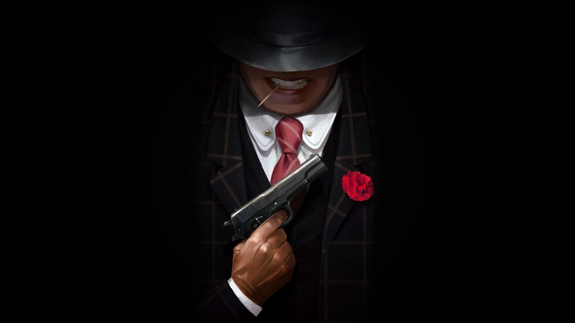 Download Wallpaper 1920x1080 Gangster With Gun Minimal Artwork Full