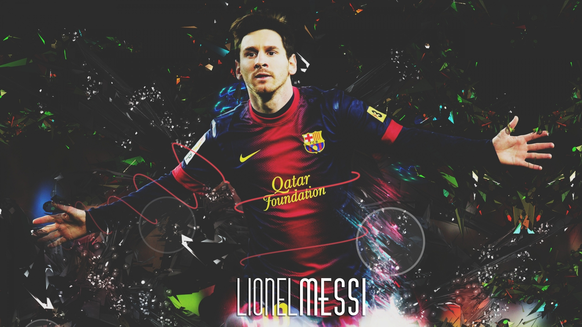 Download Wallpaper 1920x1080 Footballer, Lionel Messi, Fan Art, Full Hd ...