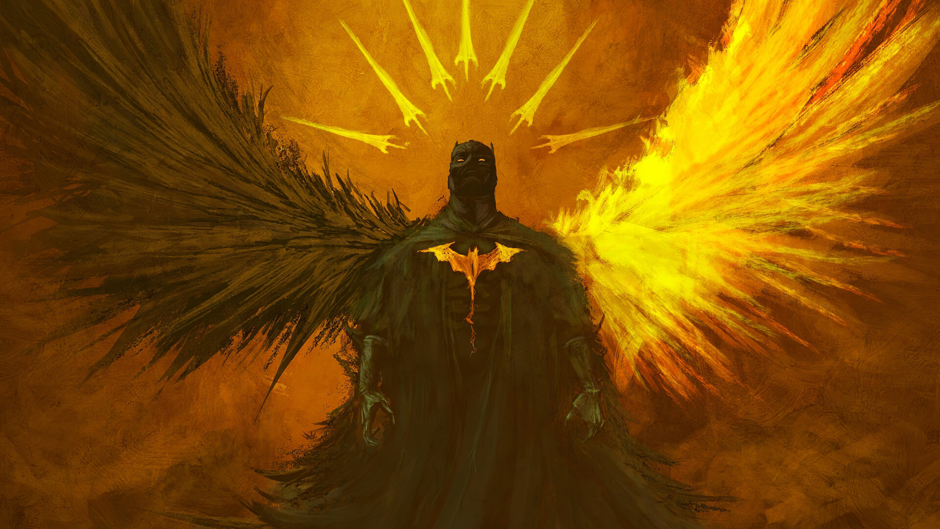 Batman, angel, wings of darkness and good, art, 1920x1080 wallpaper