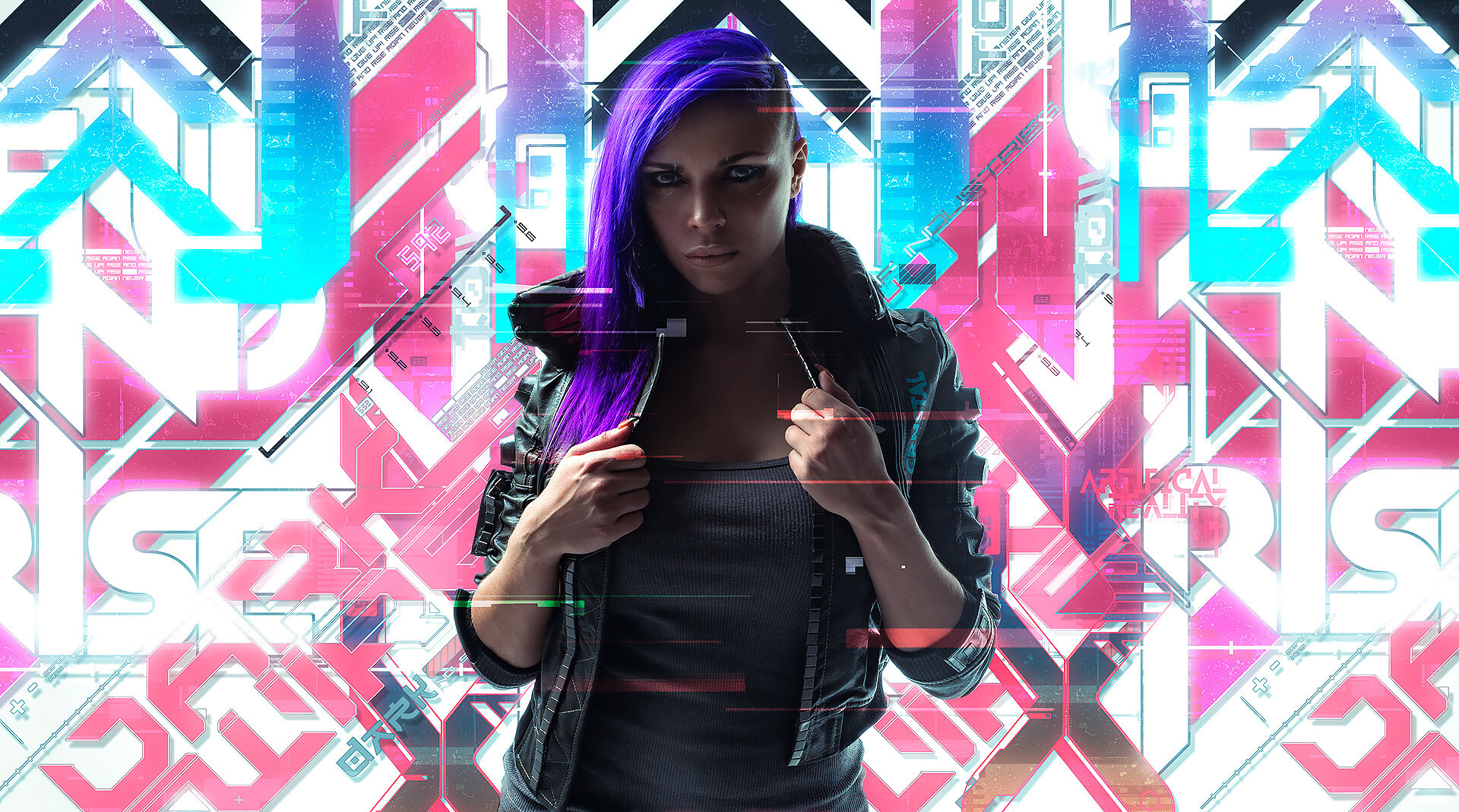 Download Wallpaper 1920x1080 Cyberpunk 2077 Purple Hair Girl Artworks Full Hd Hdtv Fhd 1162