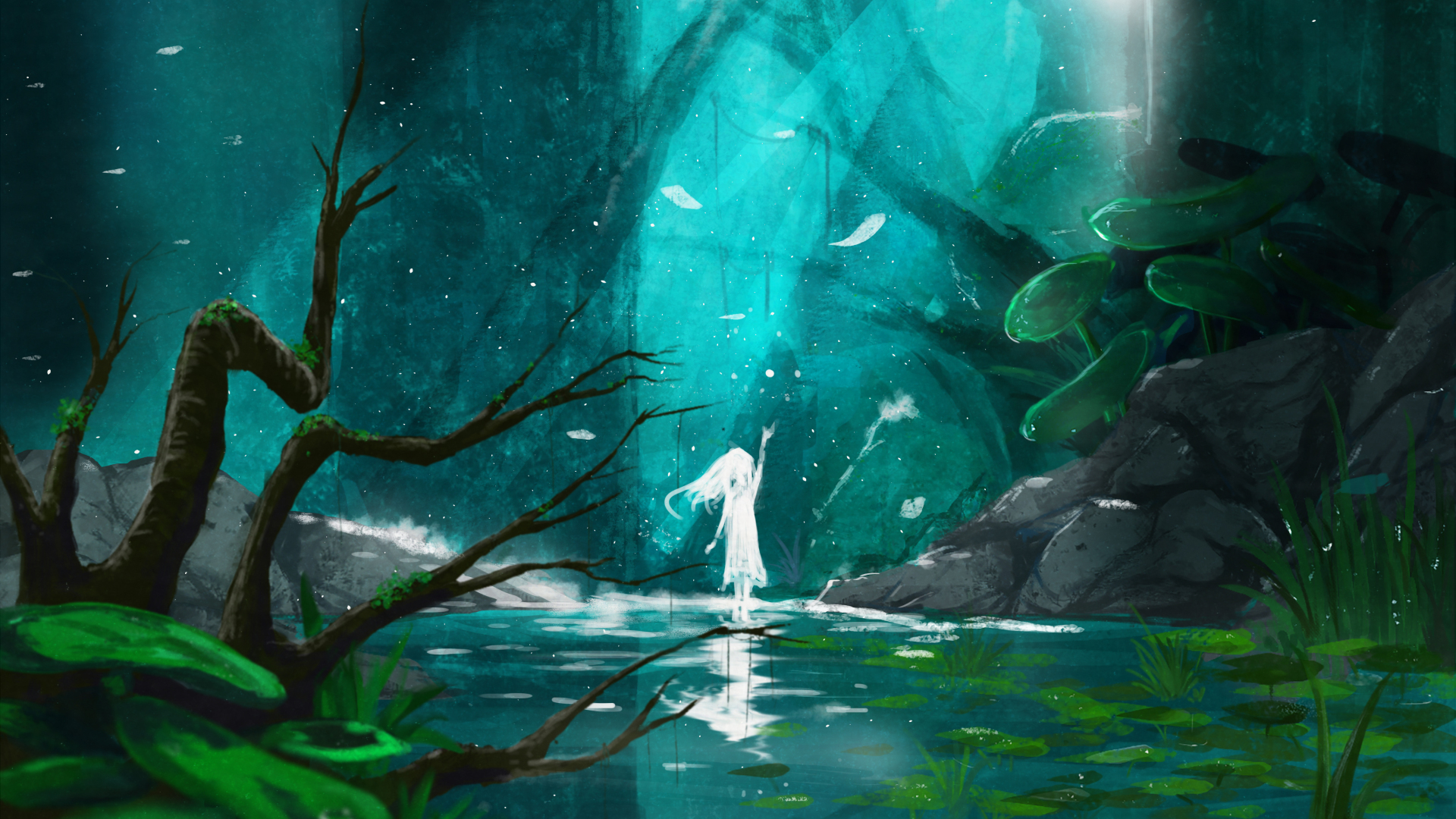 Download 1920x1080 Wallpaper Lake Spirit Anime Girl Original Images, Photos, Reviews