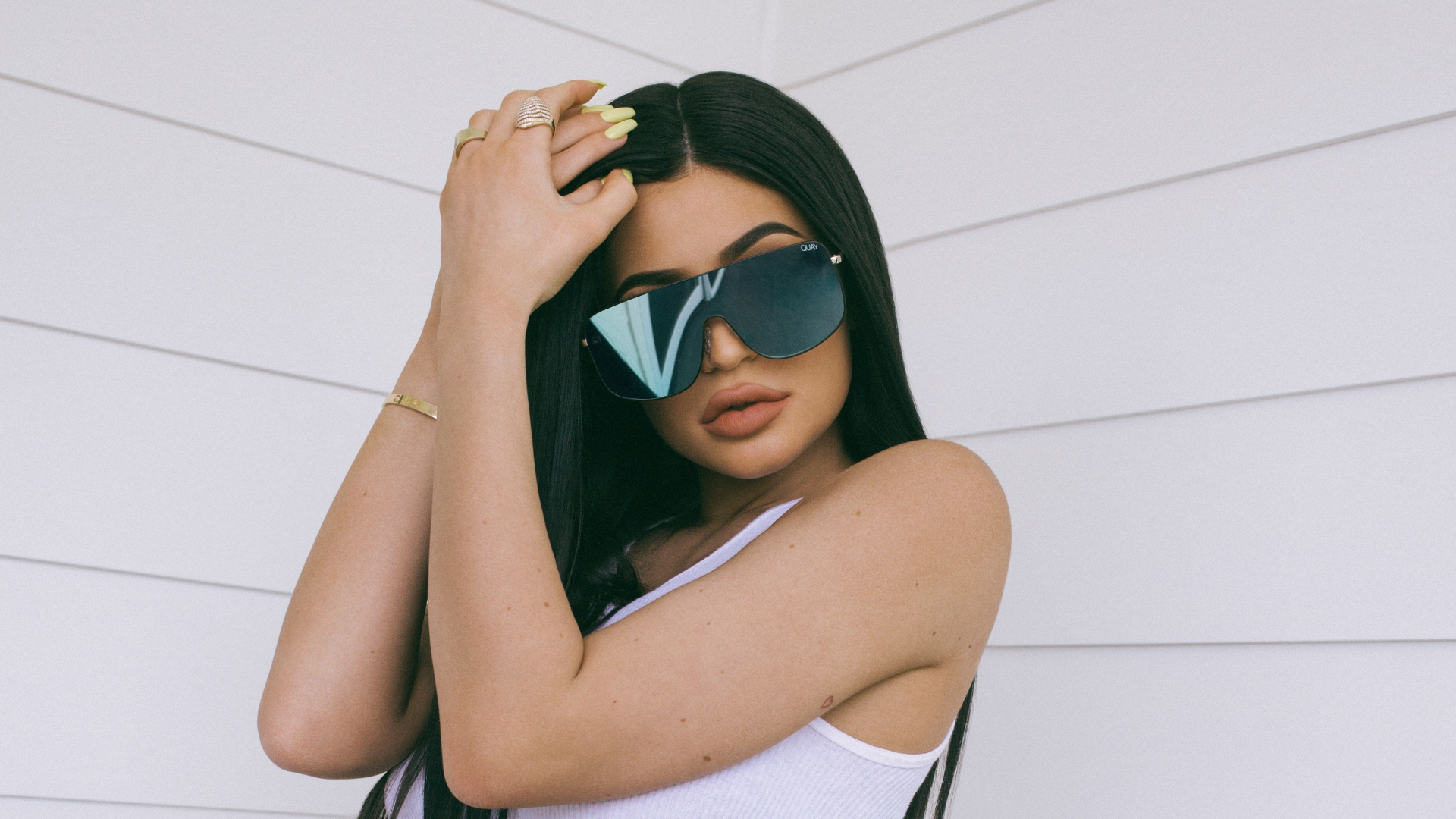 Download Wallpaper 1920x1080 Kylie Jenner, 2018, Quay, X Drop Two