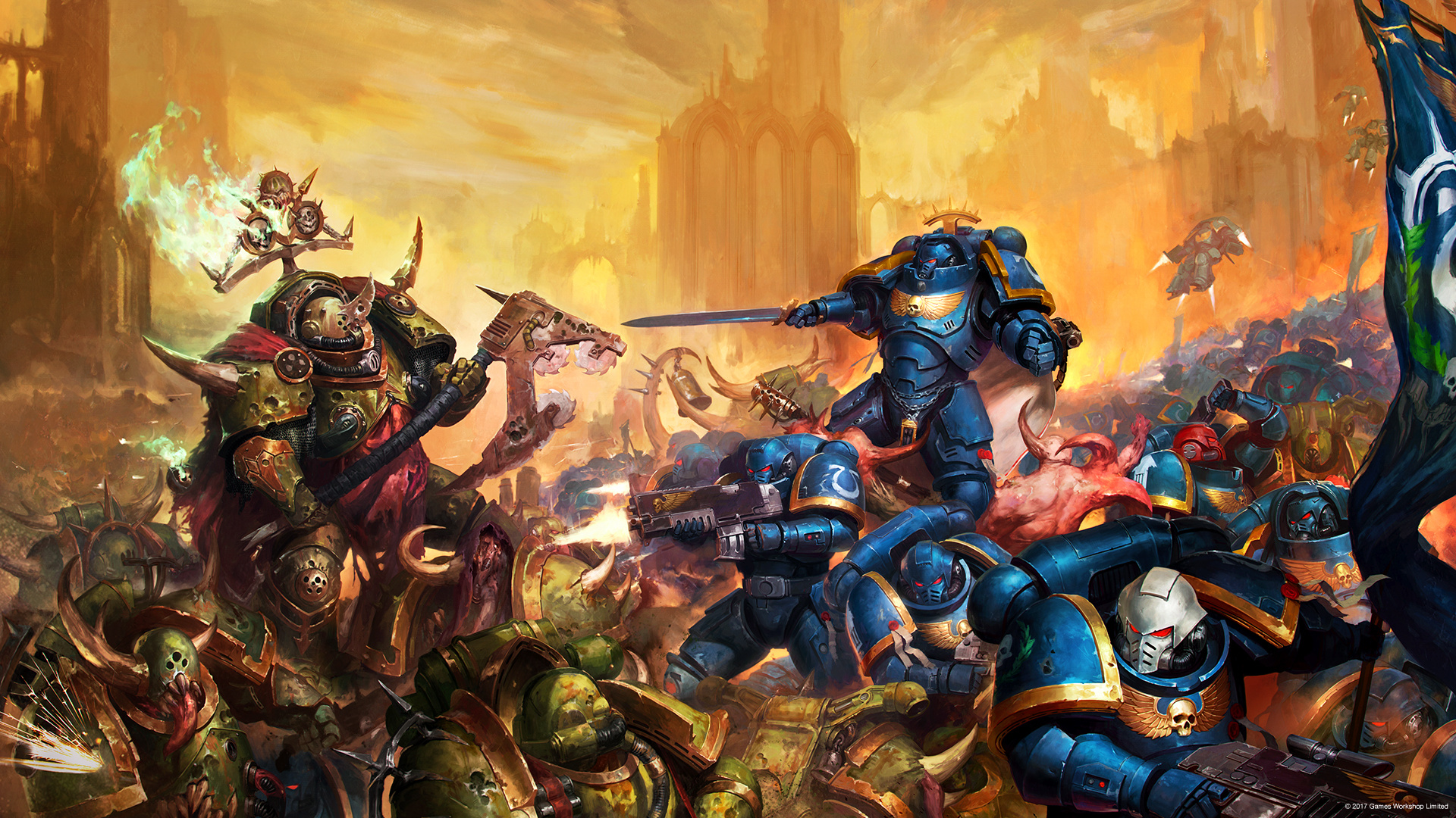 Download 1920x1080 wallpaper warhammer 4k, warriors, video game, art