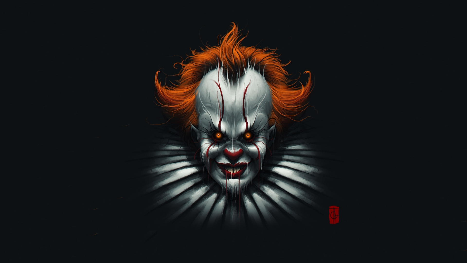 Download 1920x1080 wallpaper clown, face, creepy, minimal, full hd