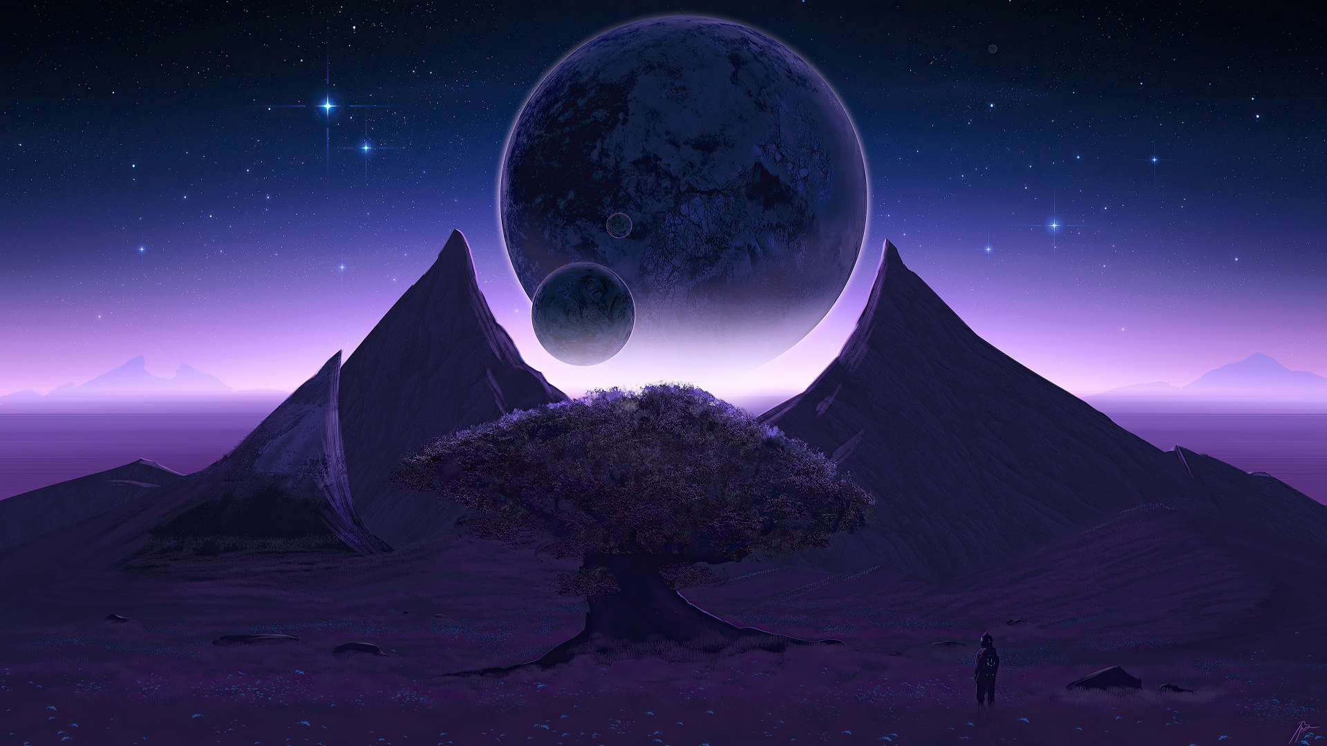 moons planets landscapes 1920x1080 background