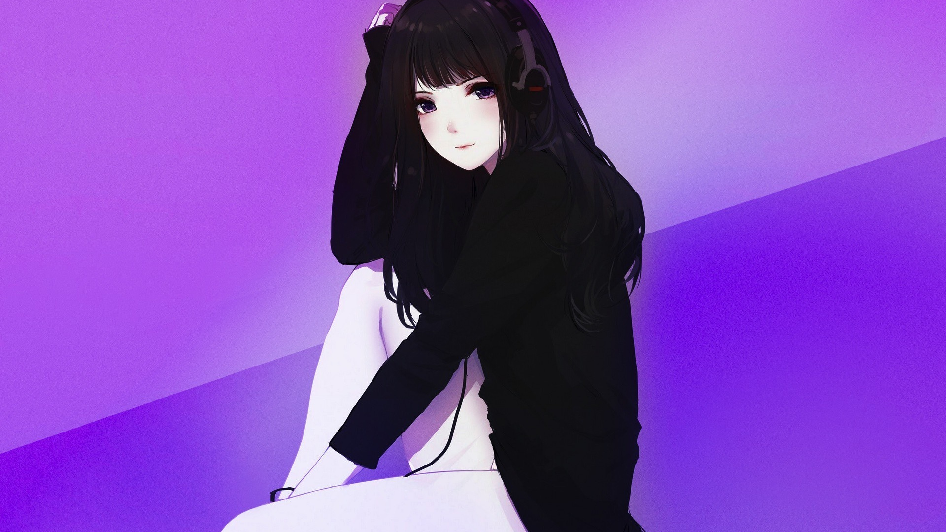 47+ Black Wallpaper Black Hoodie Kawaii Cute Anime Girl Pictures