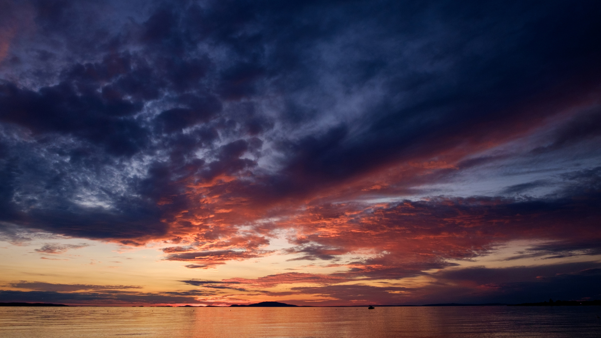 Download Wallpaper 1920x1080 Clouds Sky Sunset Sea Nature Full Hd Hdtv Fhd 1080p 7258