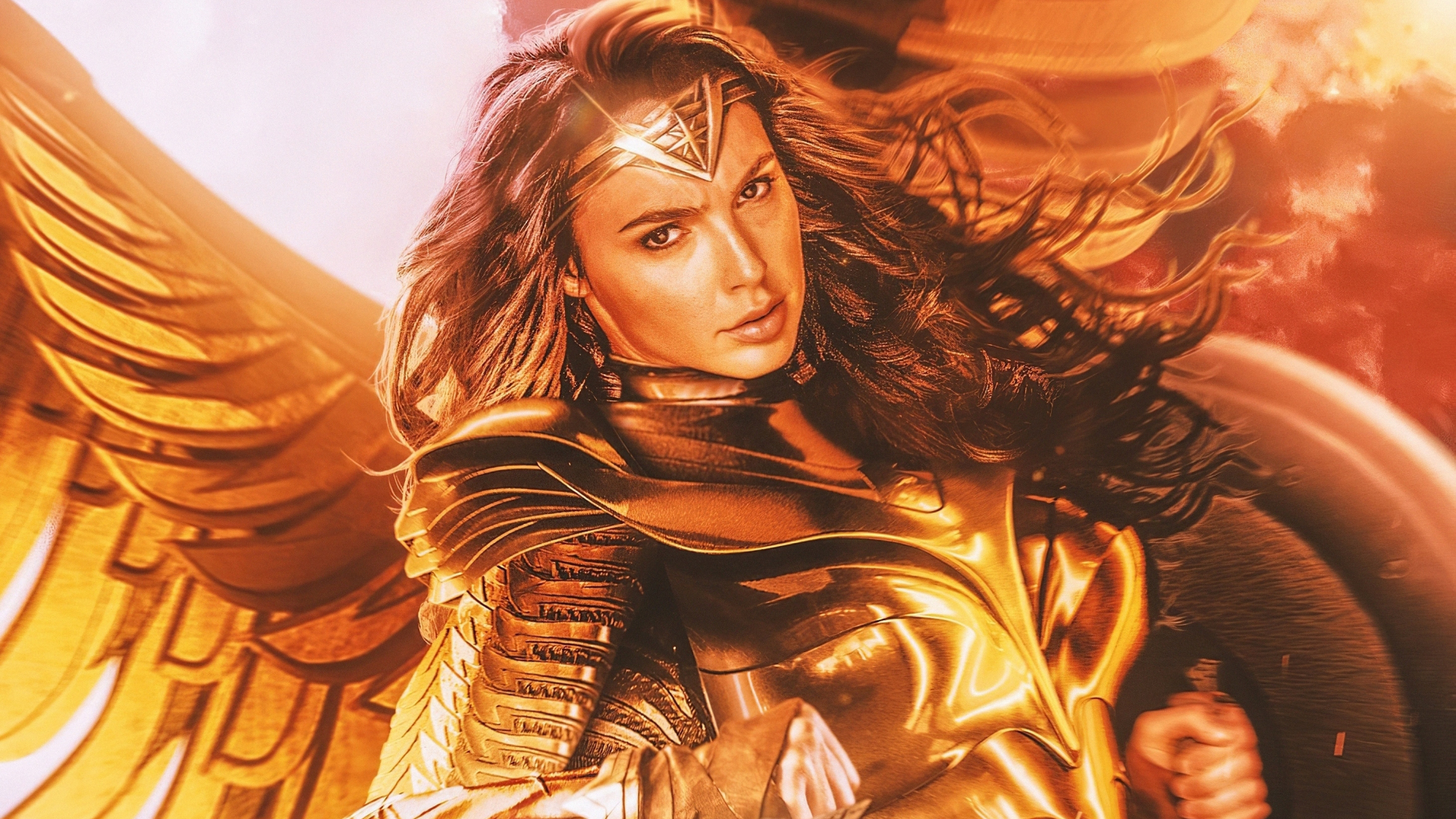 Download wallpaper 1920x1080 wonder woman 1984 golden wings 2020