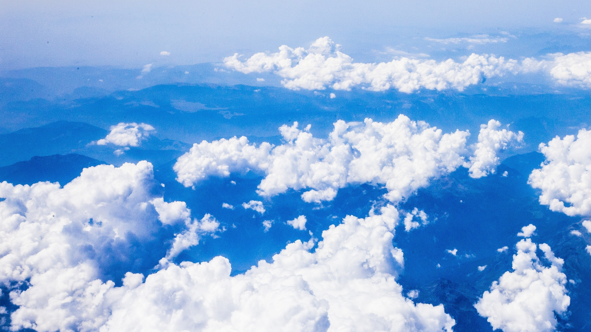 Download Wallpaper 1920x1080 White Clouds, Sky, Nature, Blue Sky, Full