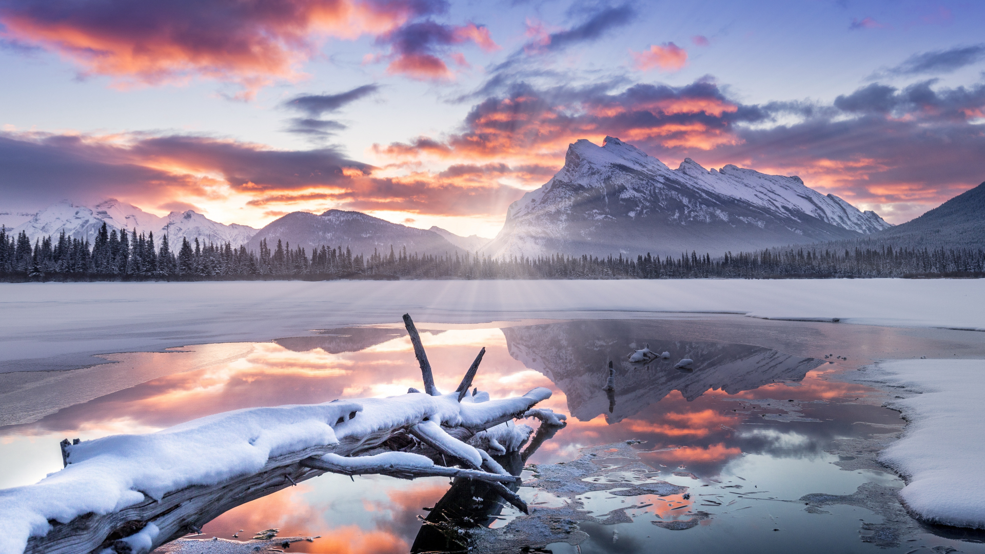 Download Wallpaper 1920x1080 Lake, Nature, Banff National Park, Full Hd 