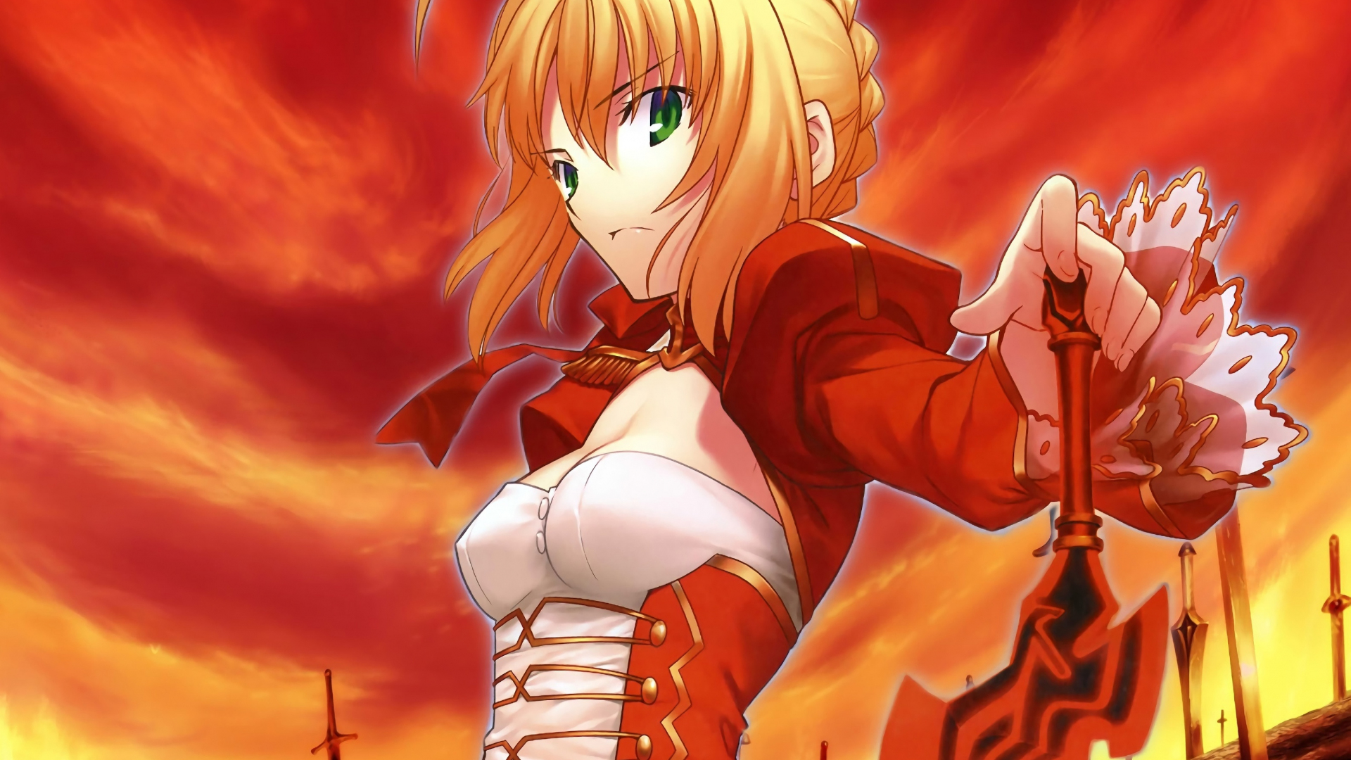 Download wallpaper 1920x1080 anime girl, fate series, saber, fate/extra last  encore, full hd, hdtv, fhd, 1080p wallpaper, 1920x1080 hd background, 4671