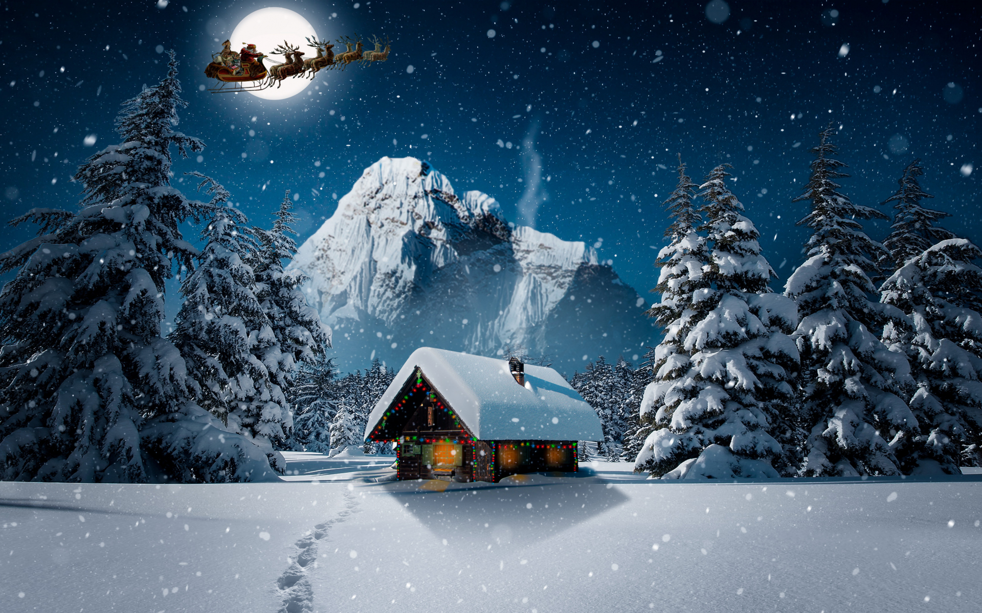 Download wallpaper 1920x1200 snowfall, winter, hut, house, winter,  christmas, 16:10 widescreen 1920x1200 hd background, 17253