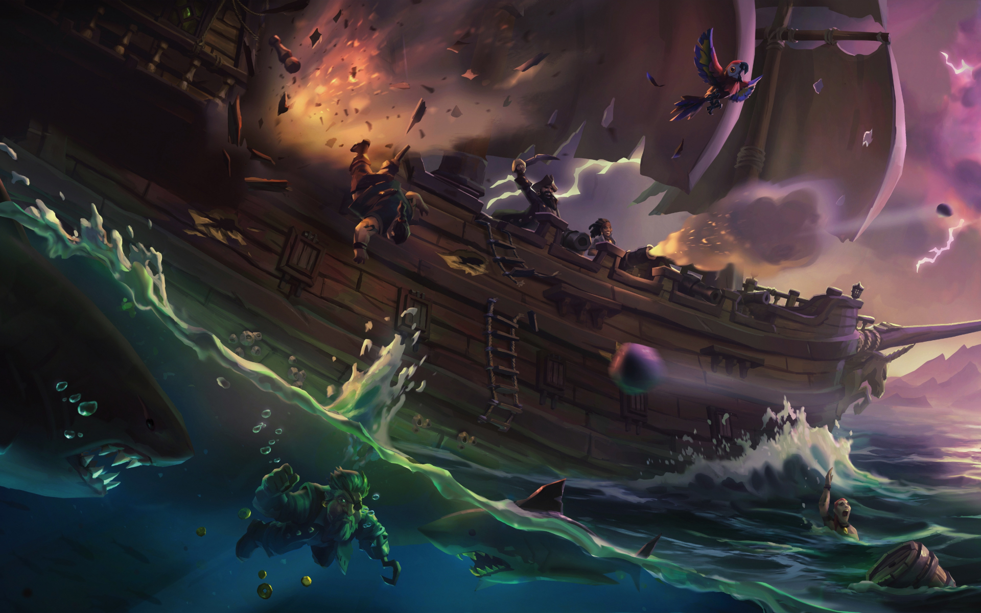 Sea of thieves, ship, pirates, video game, 1920x1200 wallpaper