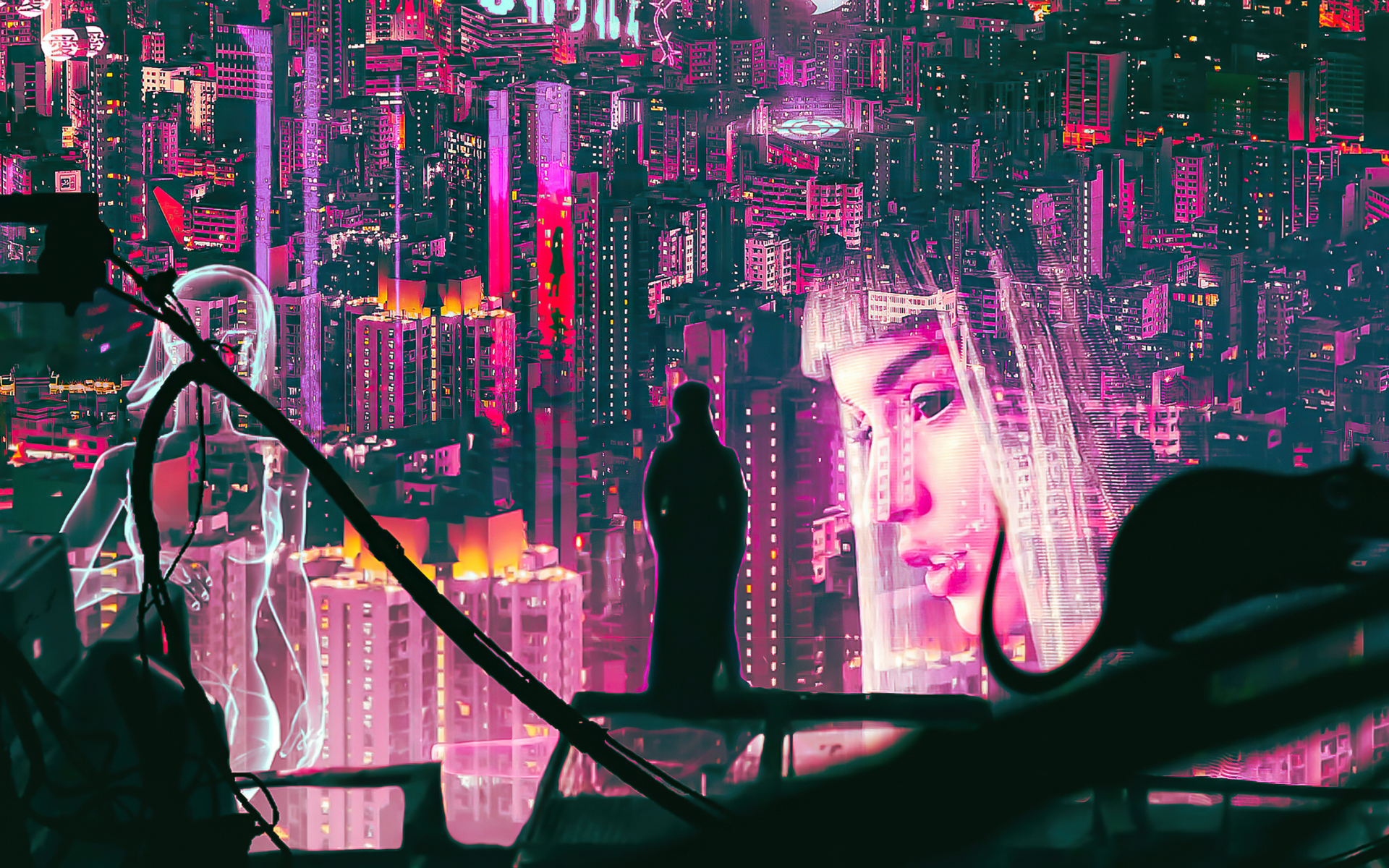 The Night Begin, Ghost in The Shell, art, 1920x1200 wallpaper