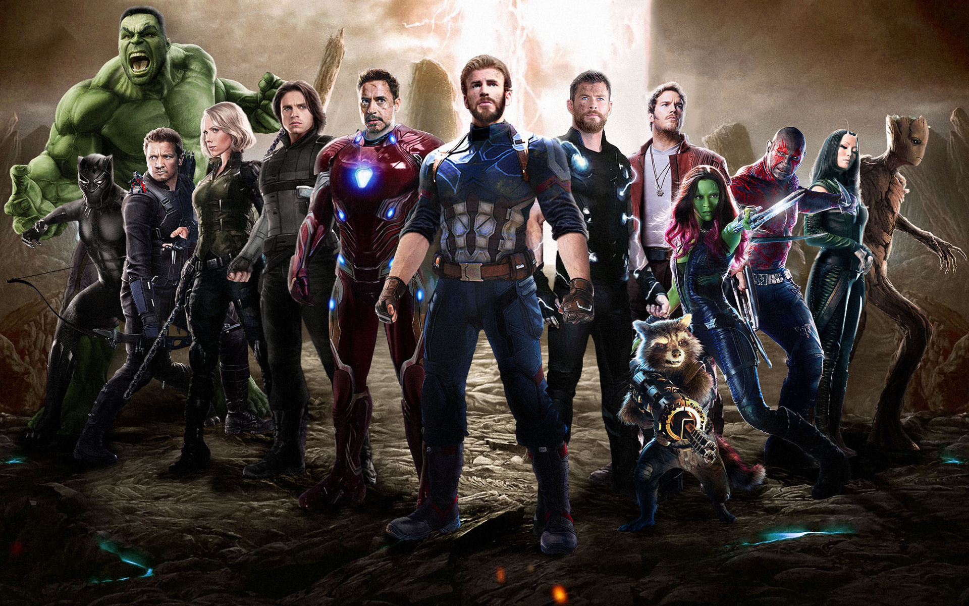 Download wallpaper 1920x1200 team of superheroes, movie, 2018, avengers ...