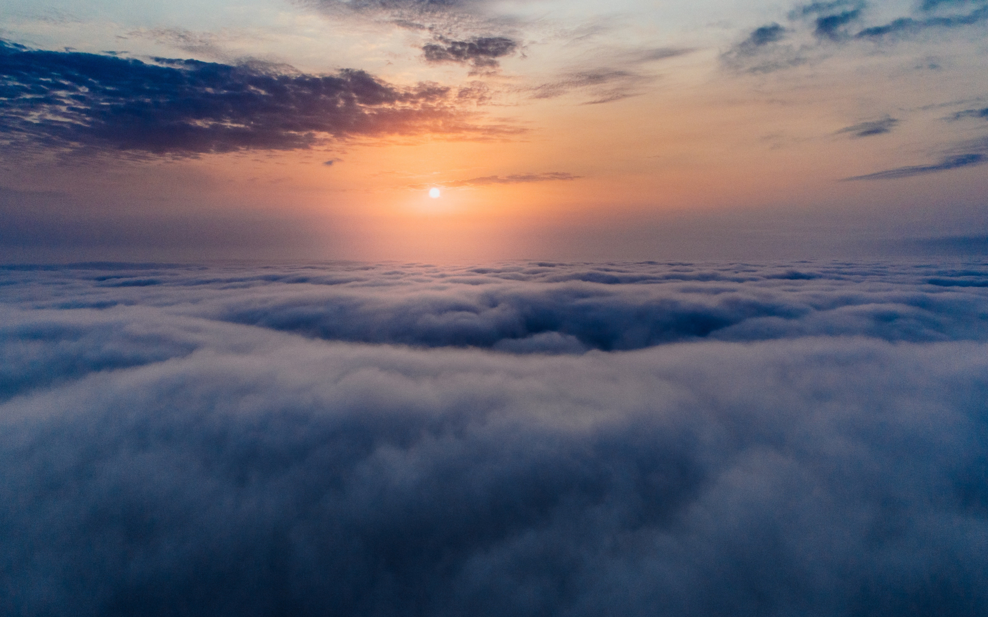 Download wallpaper 1920x1200 sea of clouds, aerial view, clouds, sunset ...