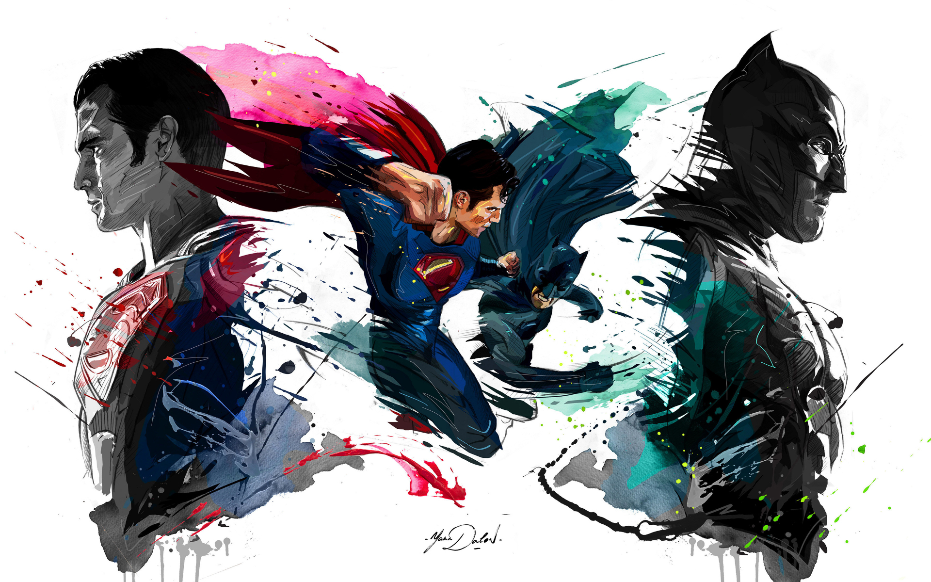 Batman vs superman, 4k, sketch artwork, 1920x1200 wallpaper