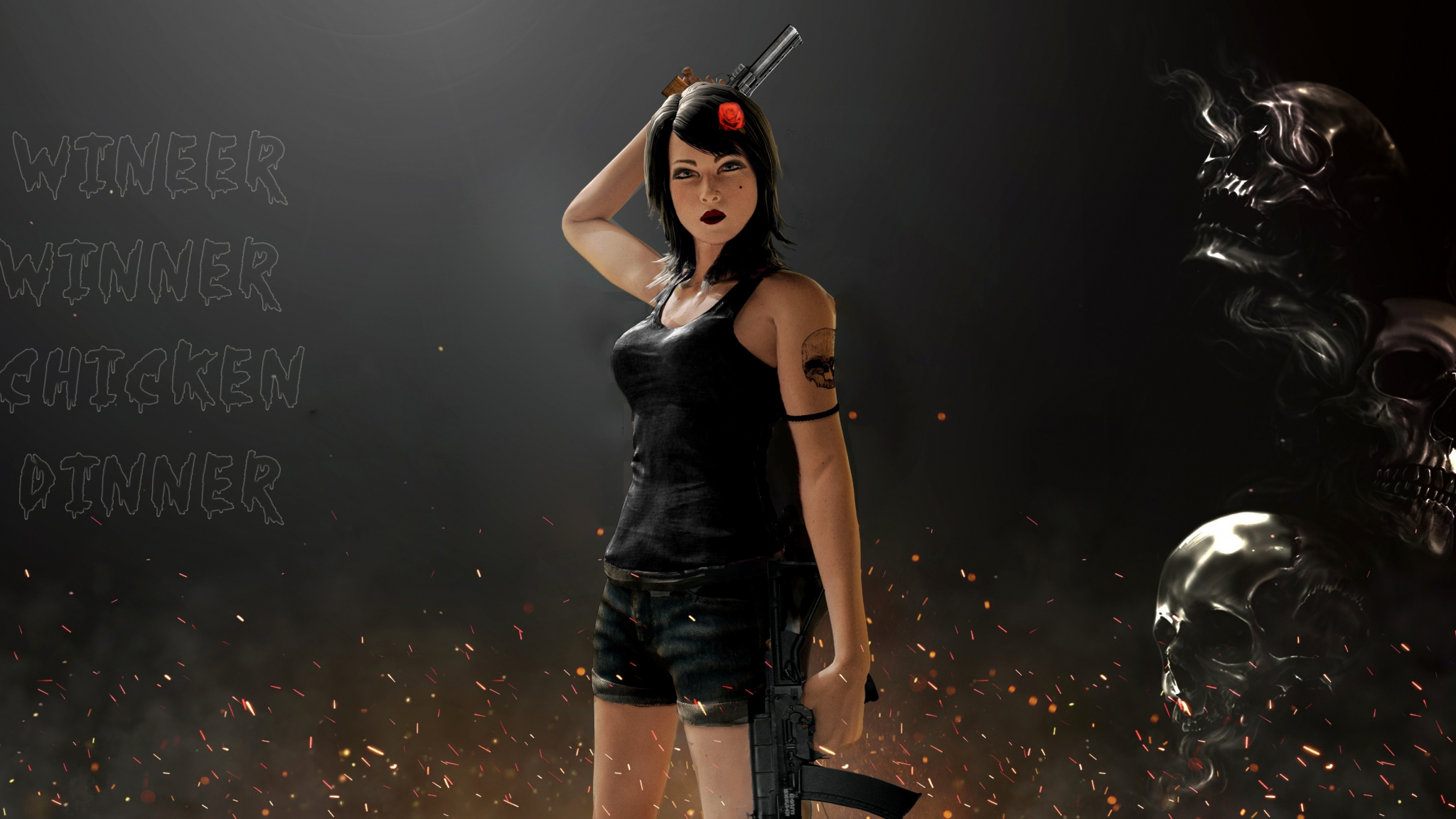 Download 2048x1152 Wallpaper Woman With Guns Pubg Gaming