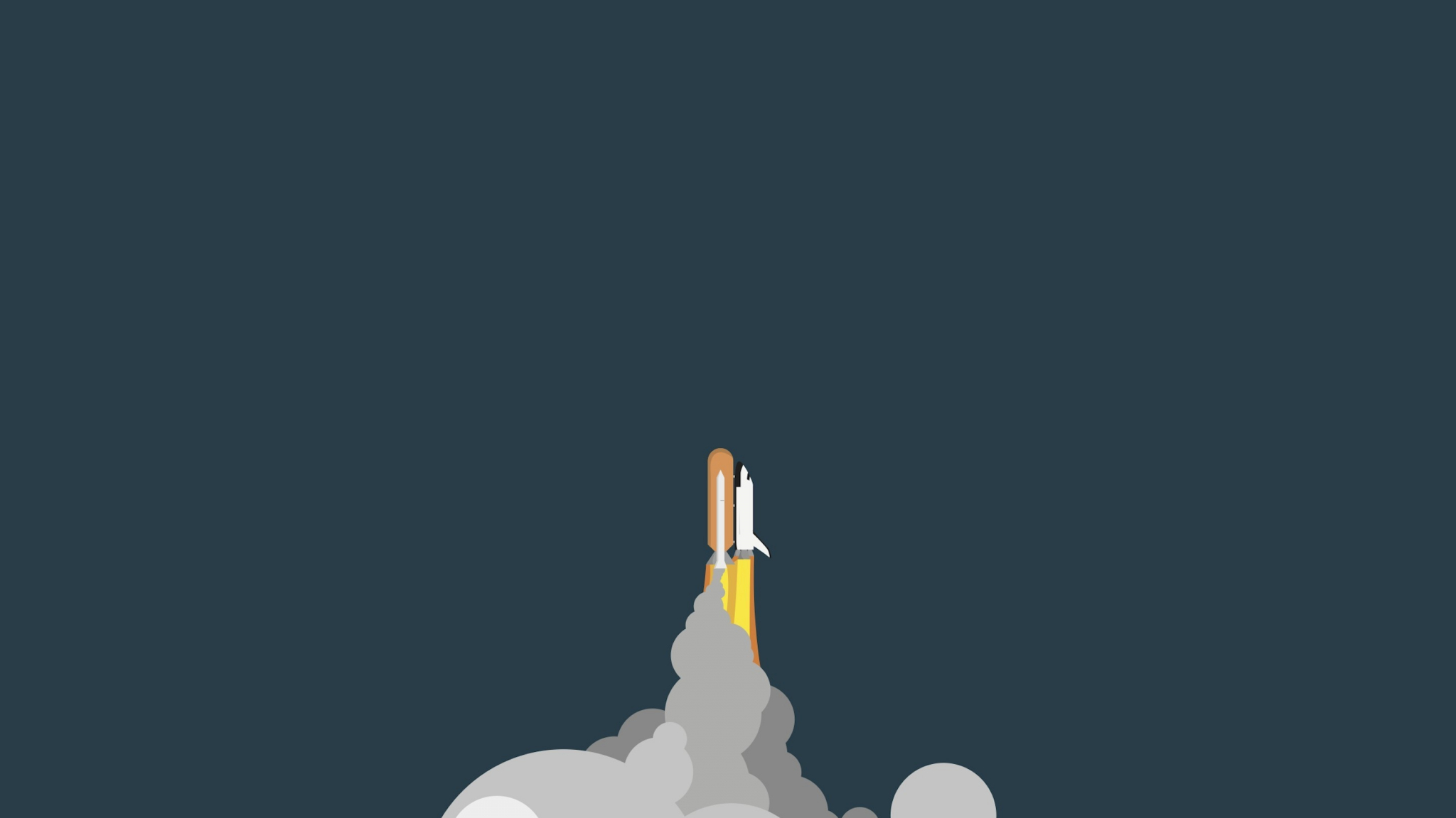 Download 2048x1152 wallpaper minimalist, space, rocket, clouds, dual ...