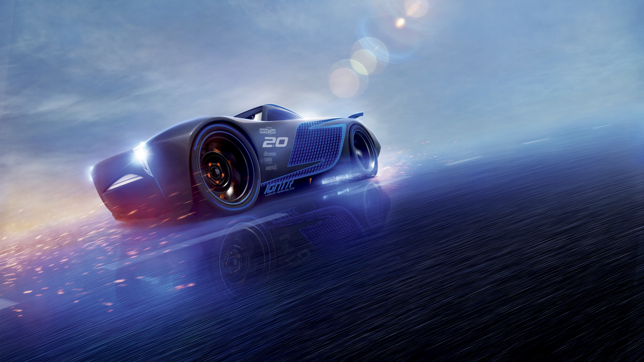 Download 2048x1152 wallpaper cars 3, blue, jackson storm ...