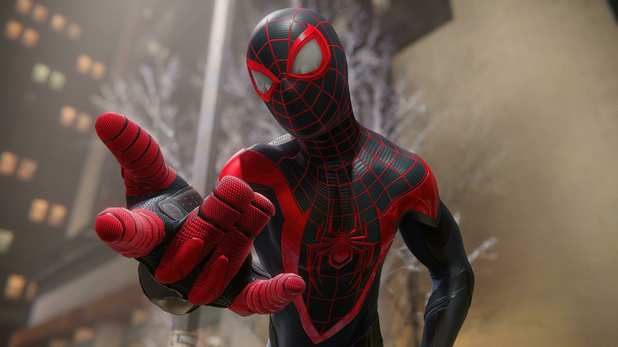 Download wallpaper 2048x1152 video game, marvel's spider-man: miles ...