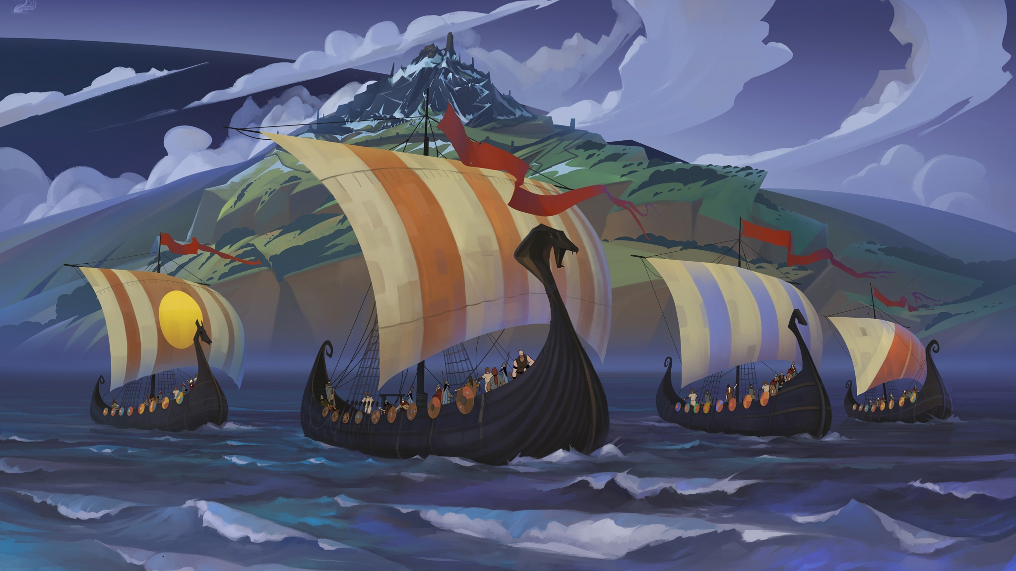 Download 2048x1152 Wallpaper The Banner Saga Vikings Video Game