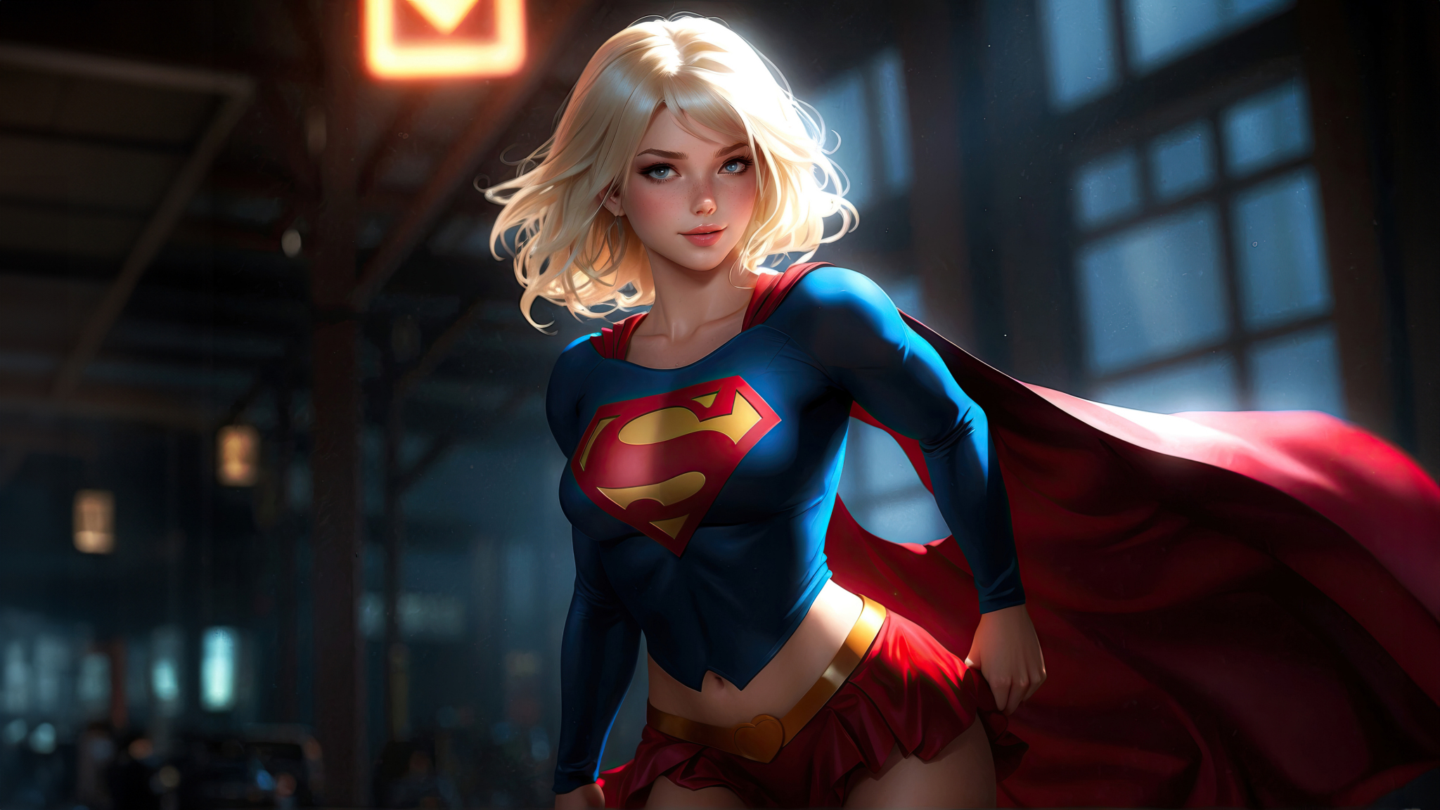 Download Wallpaper 2048x1152 Supergirl Beautiful Titan On Earth Art Dual Wide 2048x1152 Hd 2023