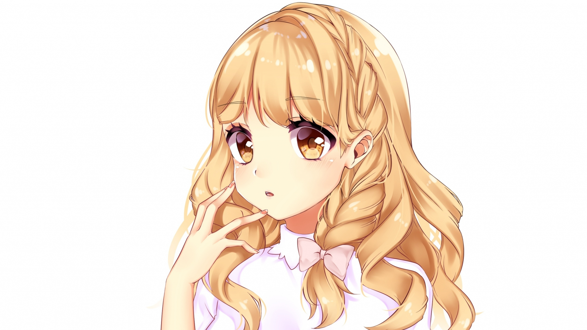 Download 2048x1152 Wallpaper Blonde Beautiful Eyes Anime