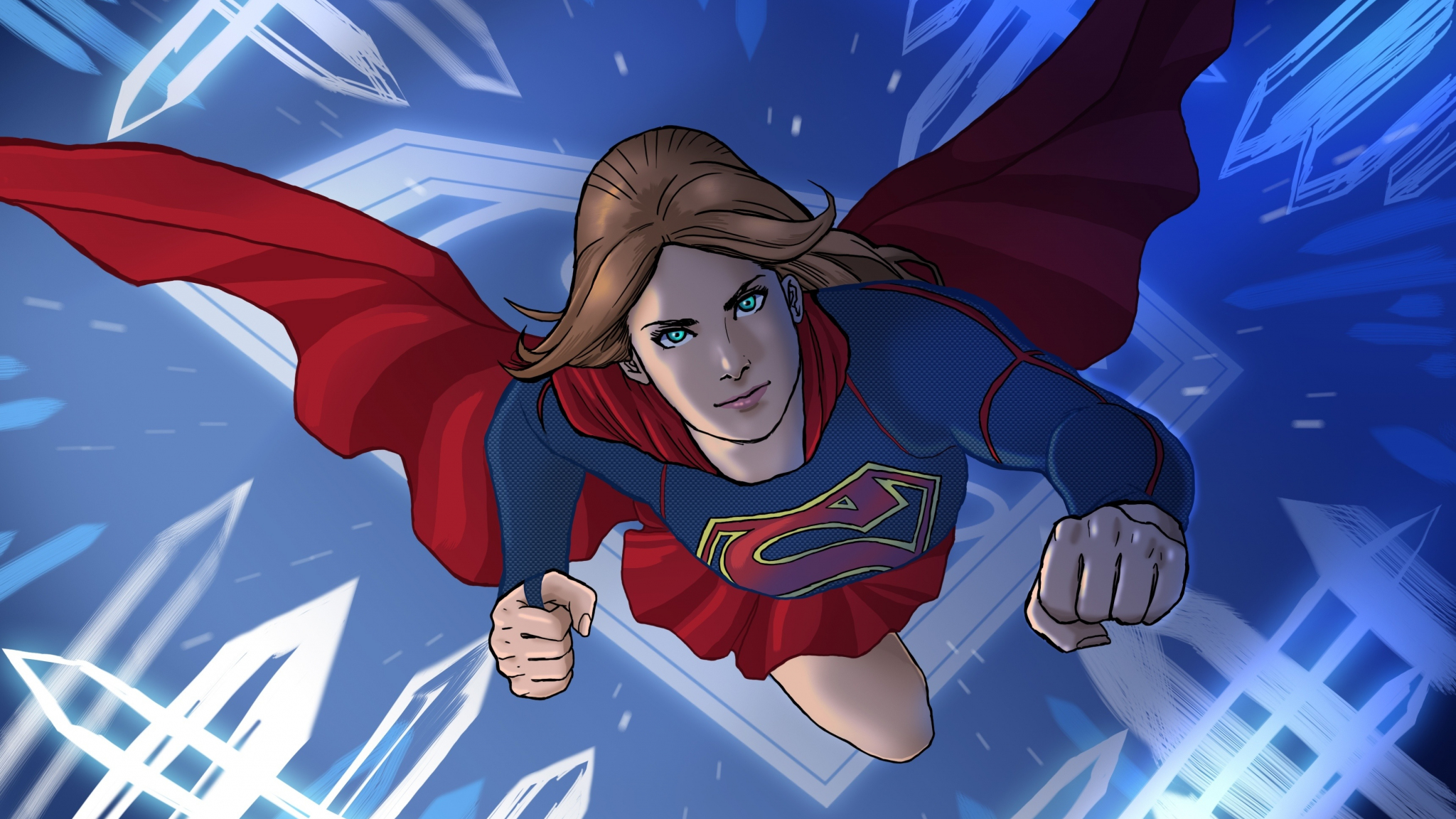 Download Wallpaper 2048x1152 Beautiful Supergirl Flight Art Dual Wide 2048x1152 Hd 0537