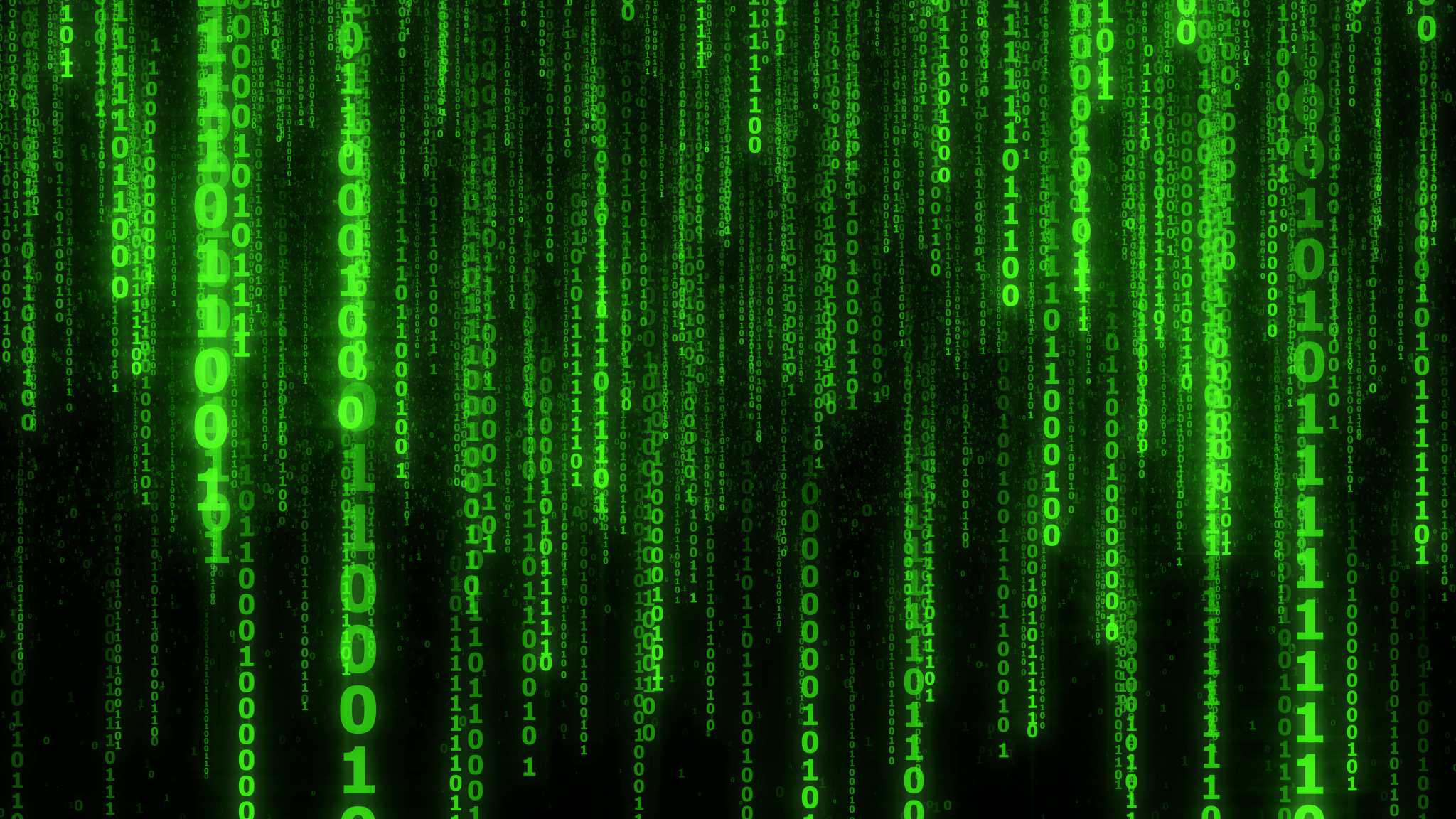 Matrix code, numbers, green, 2048x1152 wallpaper
