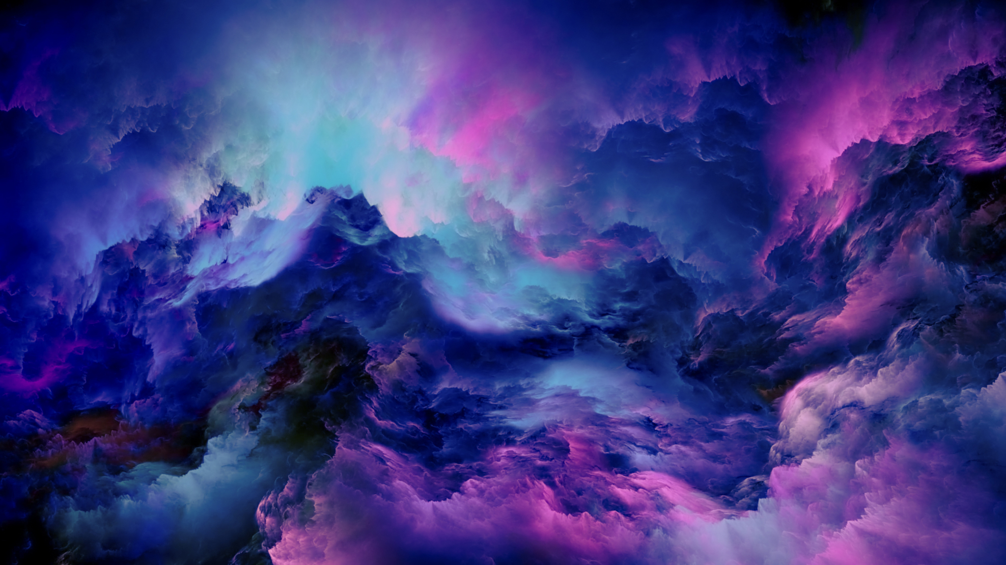 Download wallpaper 2048x1152 colorful clouds, abstract, blue-pinkish