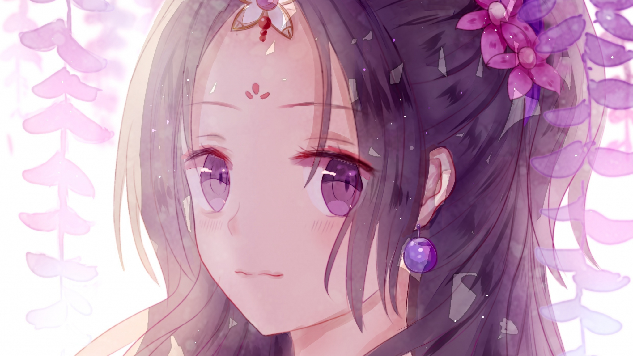 Download 2048x1152 Wallpaper Beautiful Anime Girl Purple Eyes Cutie Dual Wide Widescreen 2048x1152 Hd Image Background 5760