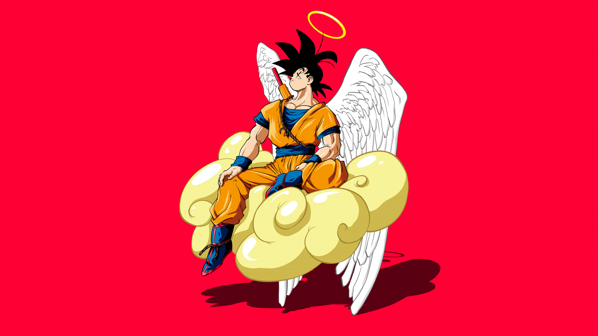 Angel son Goku, dragon ball, anime, fan art, 2048x1152 wallpaper