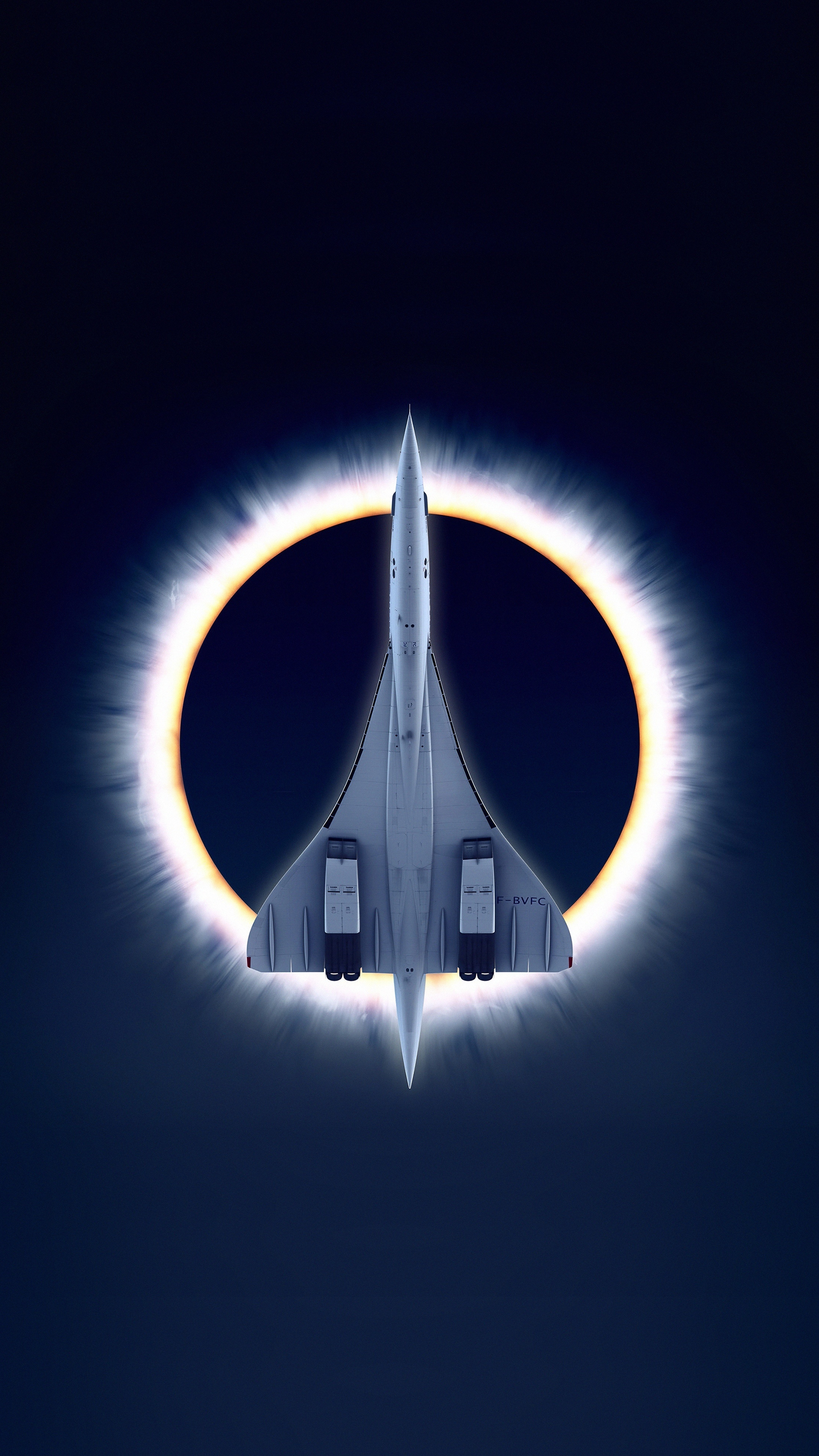 Concorde Carre, eclipse, airplane, moon, aircraft, 2160x3840 wallpaper