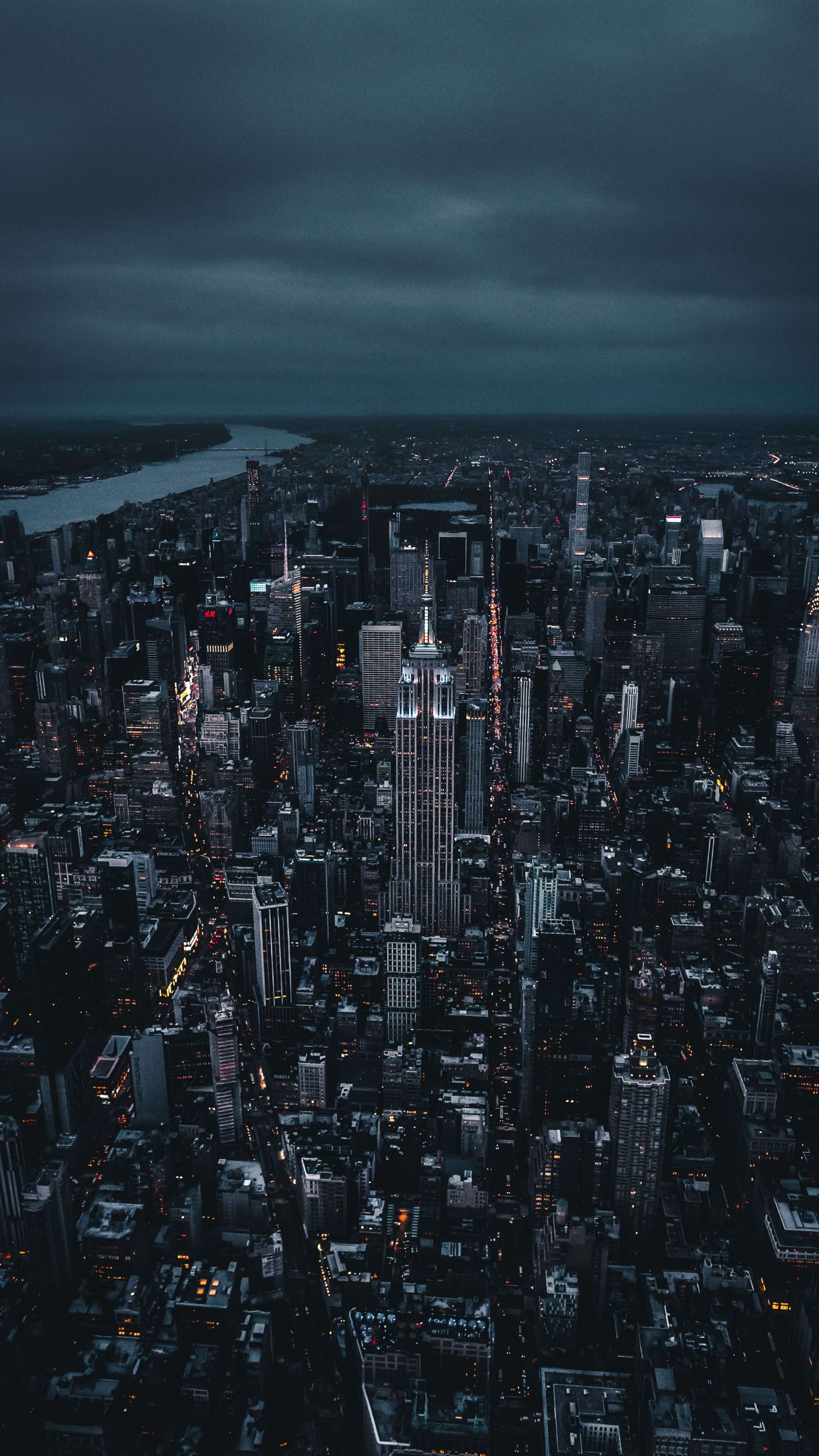 Download wallpaper 2160x3840 new york dark night city aerial view  2160p sony xperia z5 premium dual 2160x3840 hd background 16532