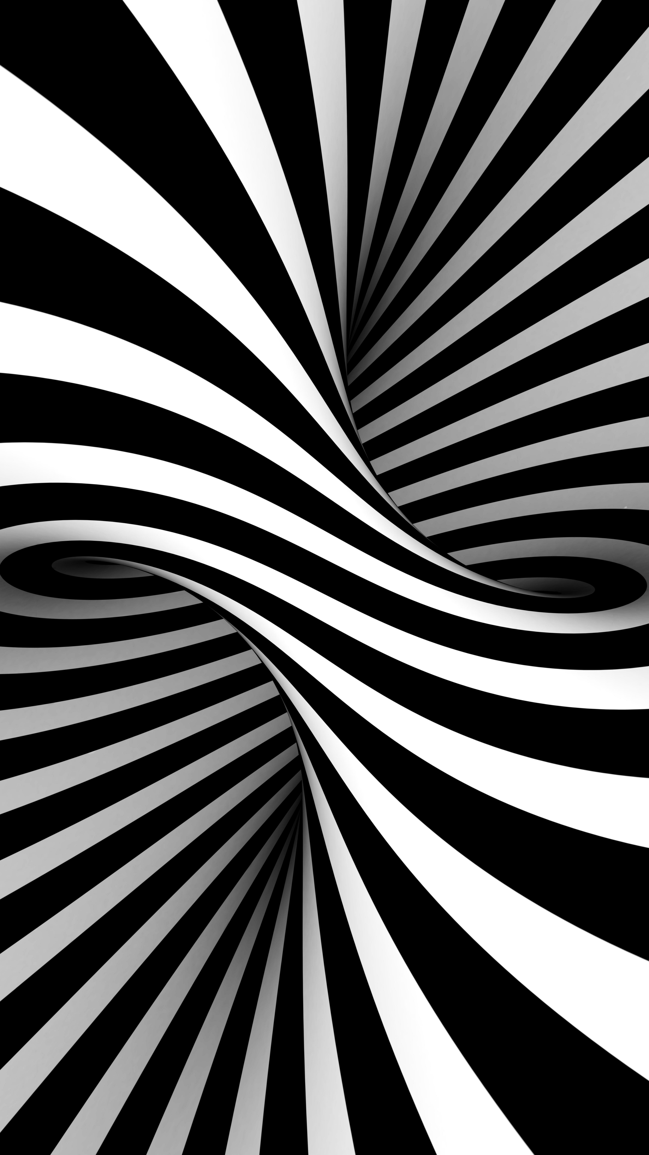 Download wallpaper 2160x3840 bw, black-white, stripes, optical illusion ...