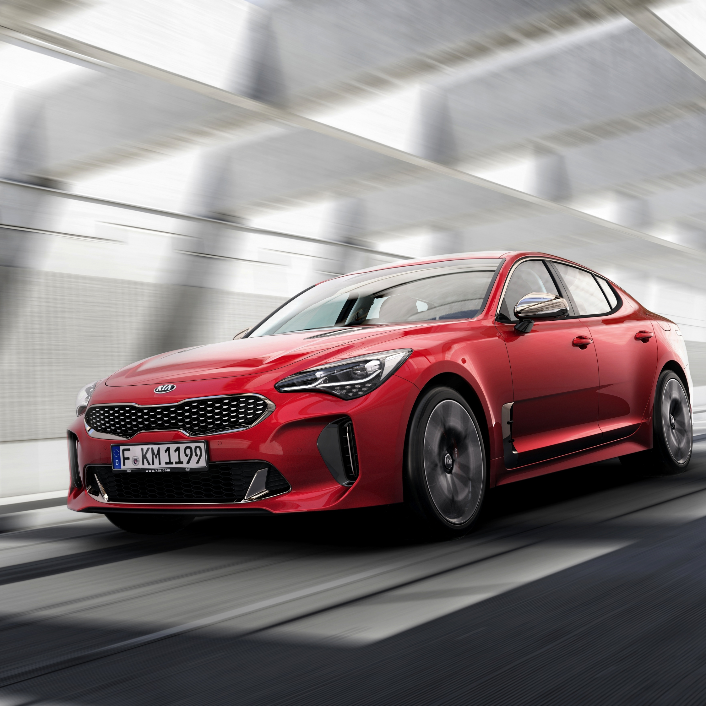 Download wallpaper 2248x2248 red car, on-road, kia stinger, ipad air ...